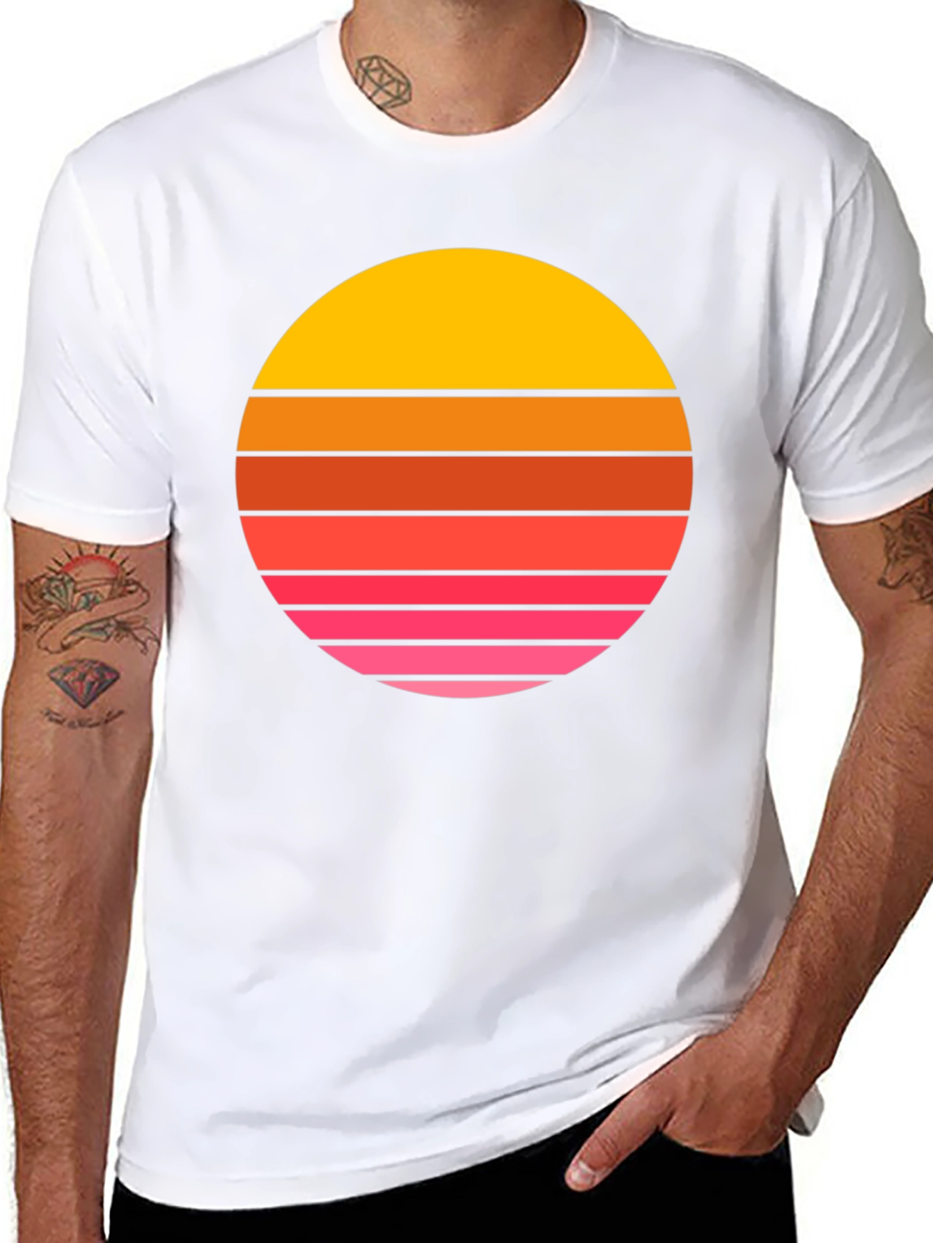 Retro Sunset Graphic Tee - Black