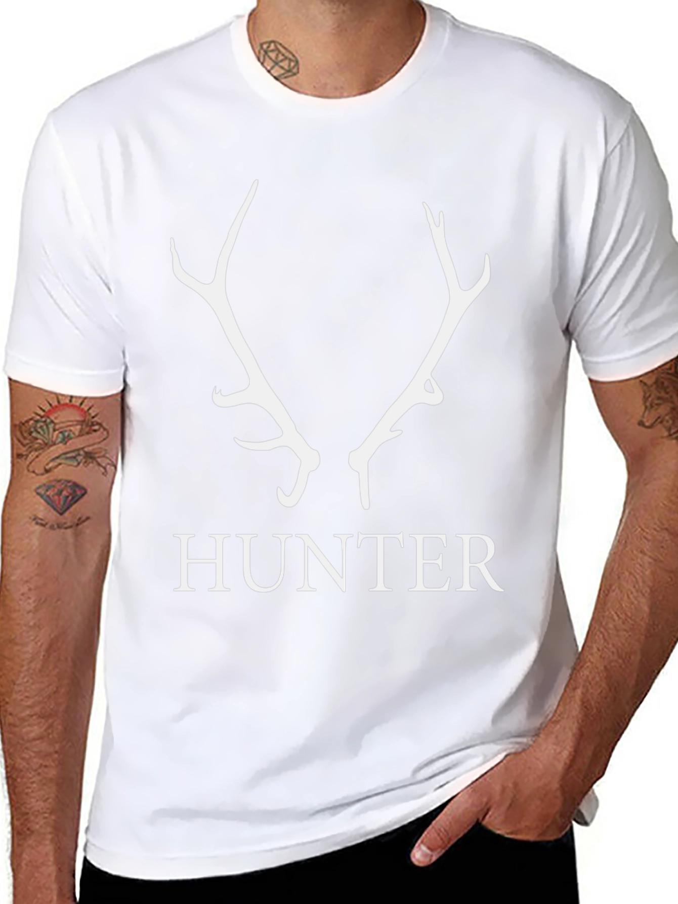 Hunter Antler Graphic Tee - Black Cotton