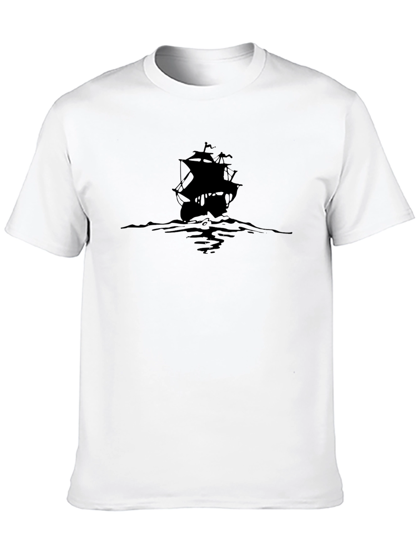Mens Black Pirate Ship Graphic Tee
