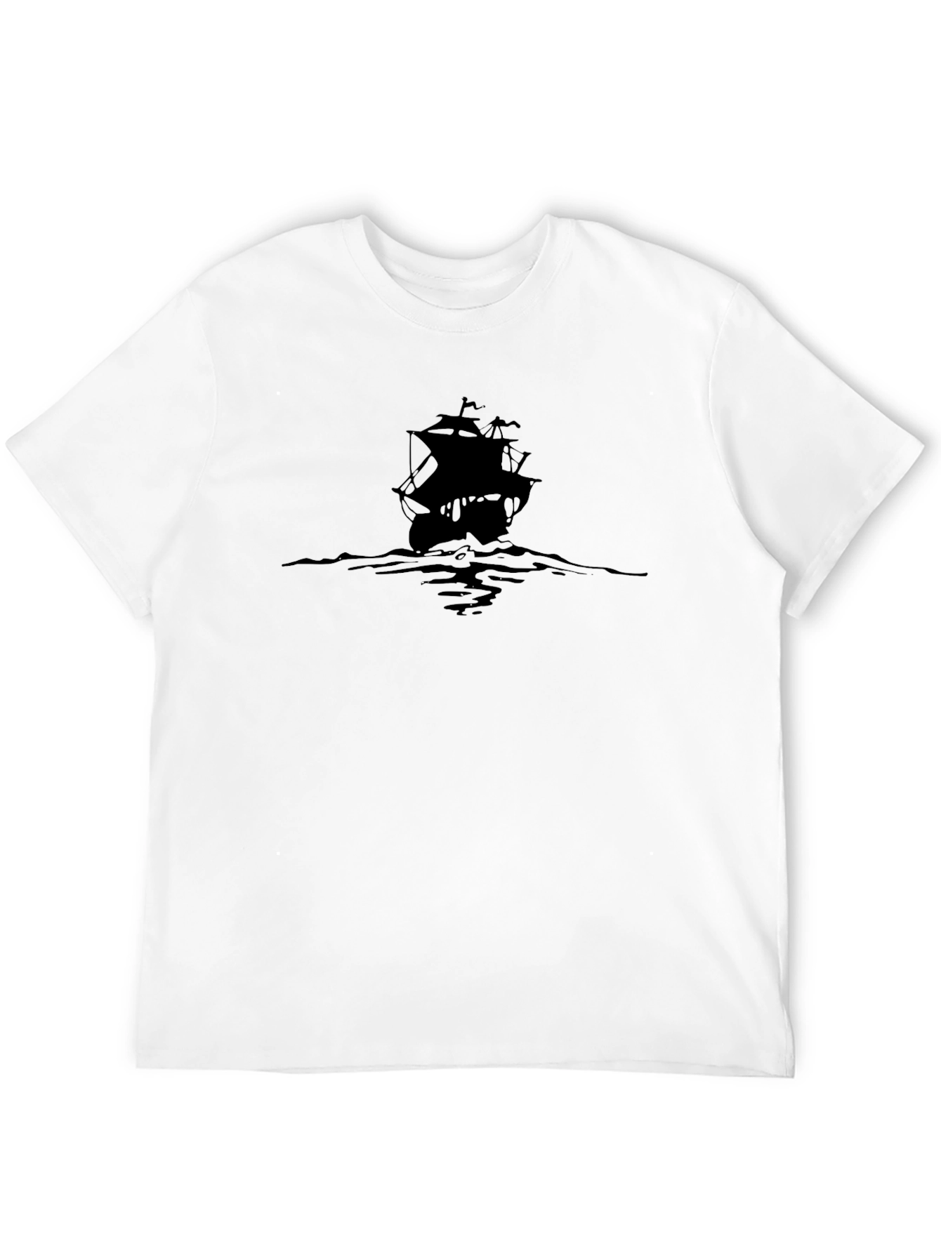 Mens Black Pirate Ship Graphic Tee