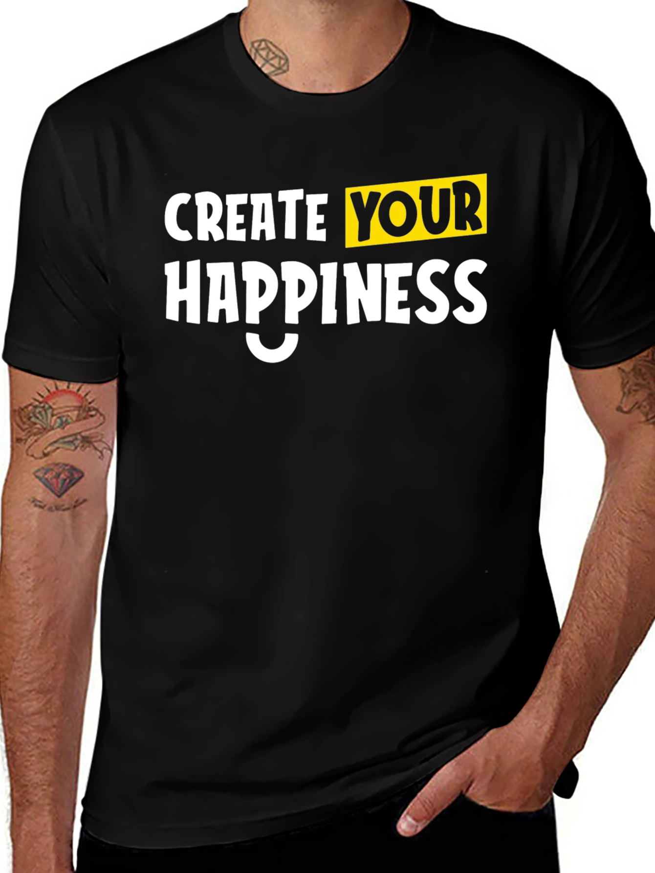 Create Your Happiness Black Graphic Tee