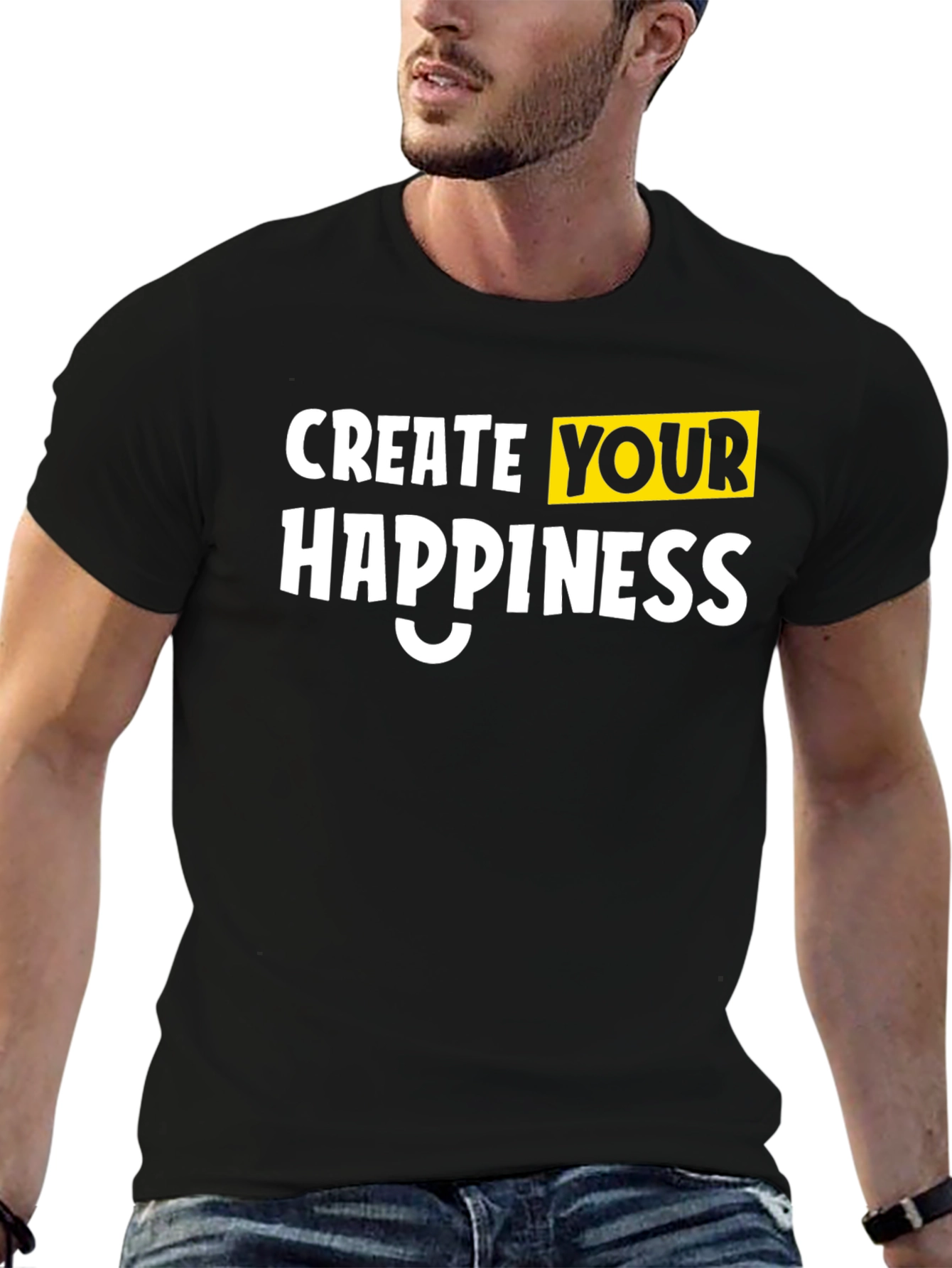 Create Your Happiness Black Graphic Tee