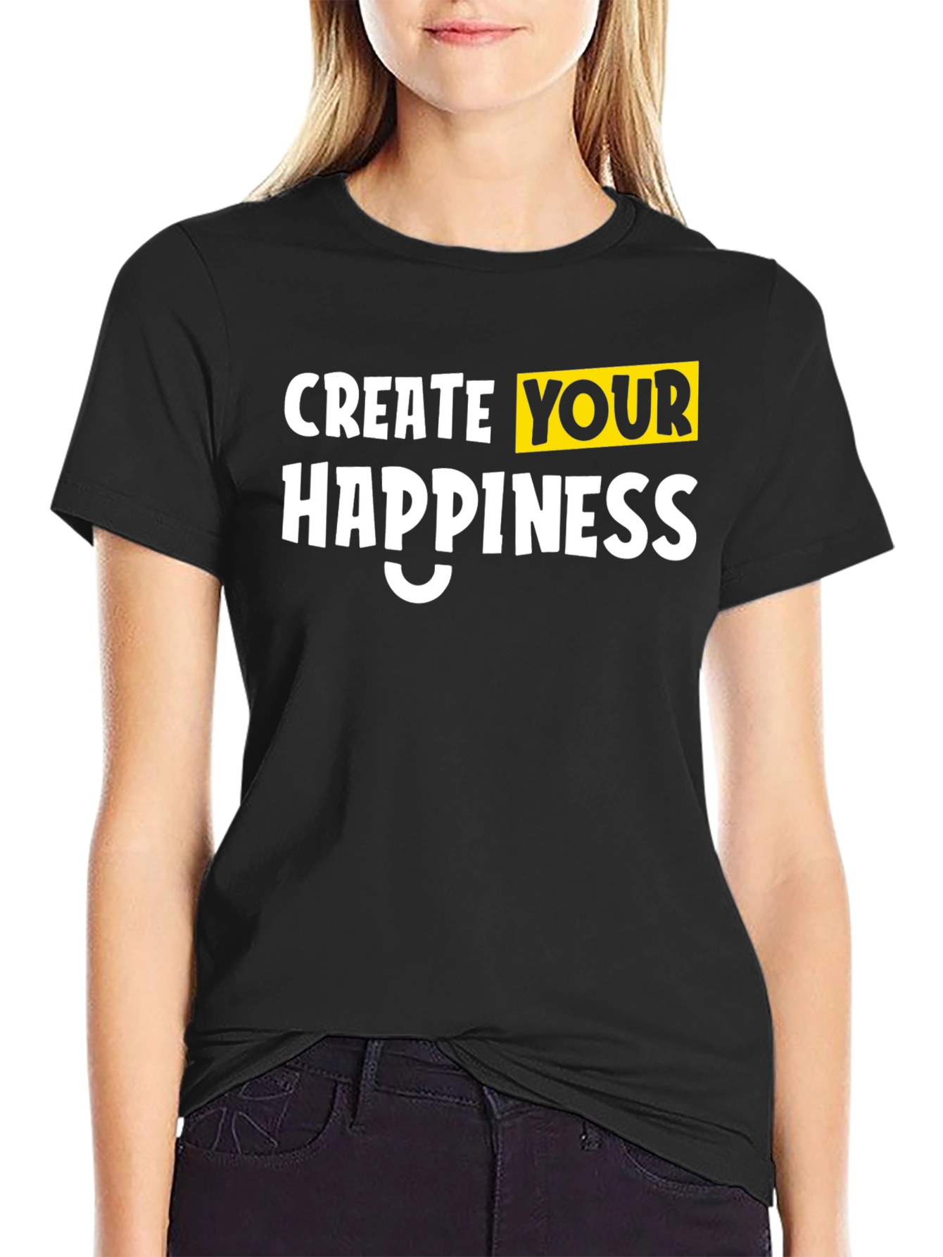 Create Your Happiness Black Graphic Tee