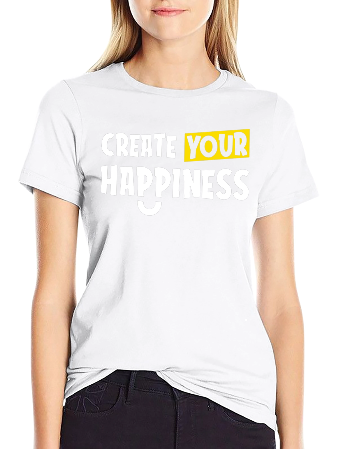 Create Your Happiness Black Graphic Tee