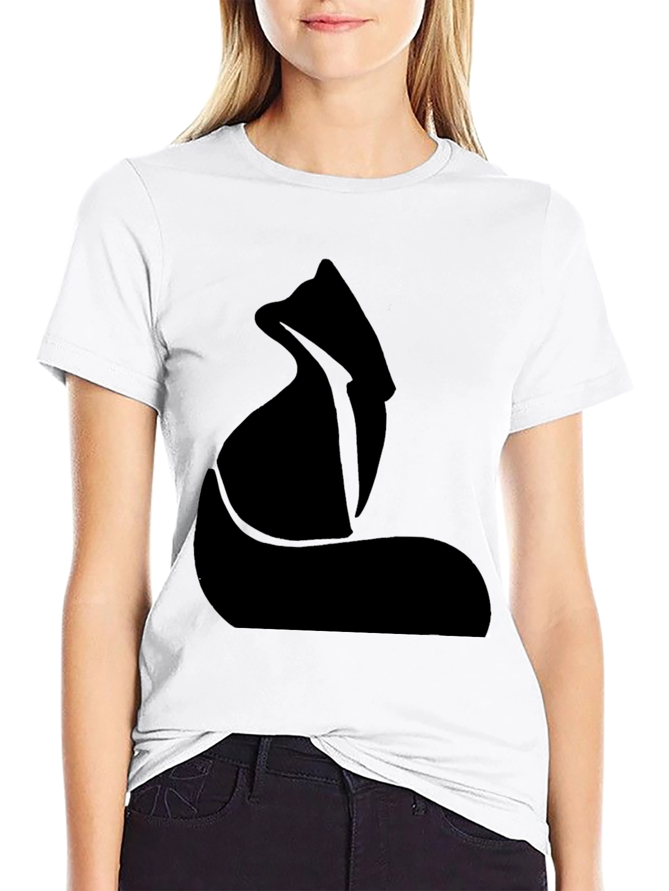Minimalist Fox Graphic Black T-Shirt