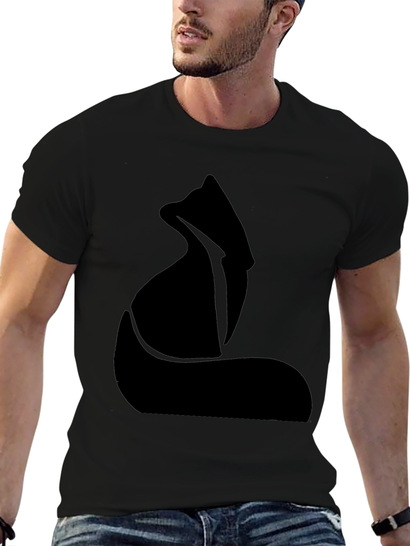 Minimalist Fox Graphic Black T-Shirt