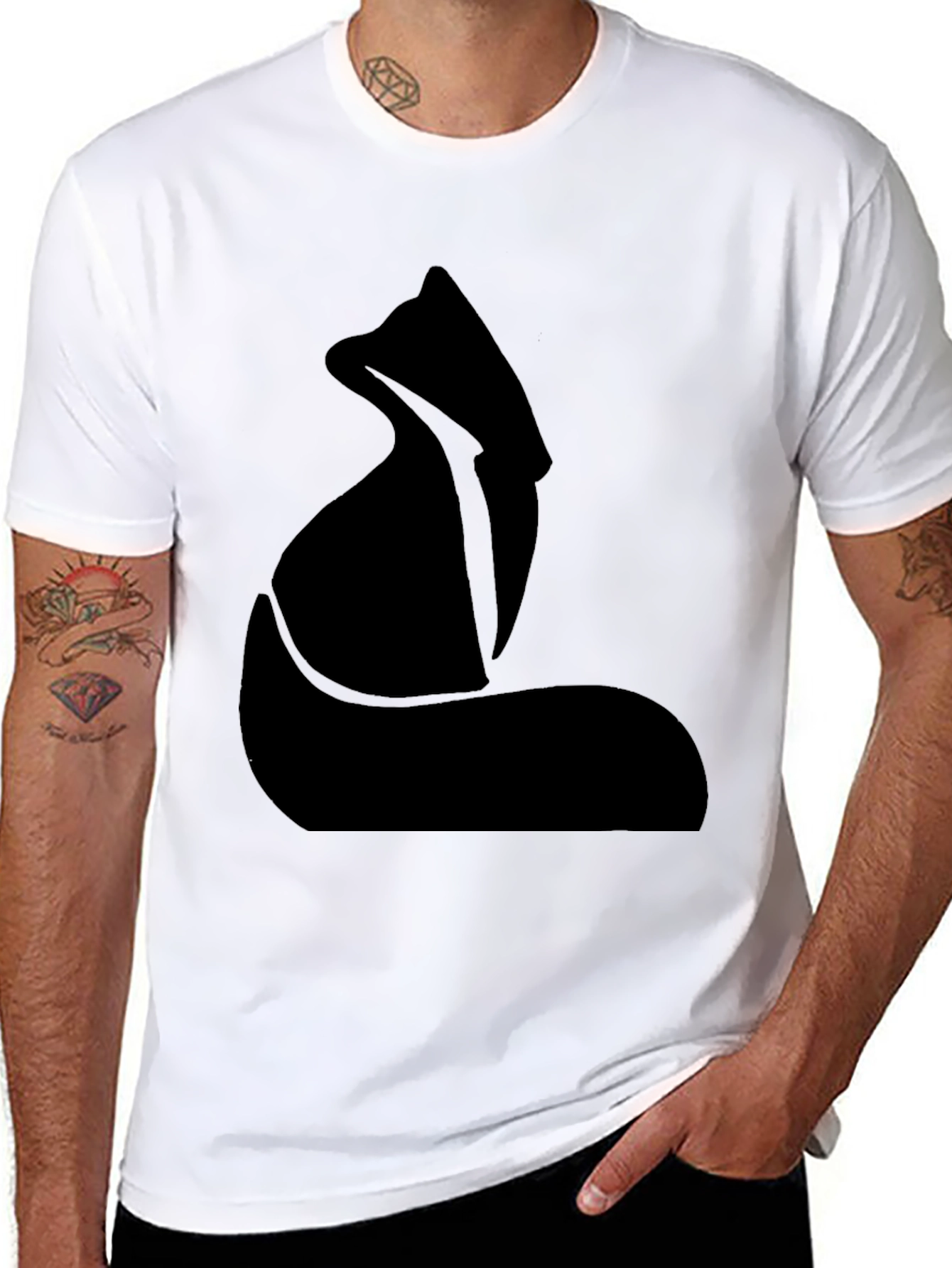 Minimalist Fox Graphic Black T-Shirt