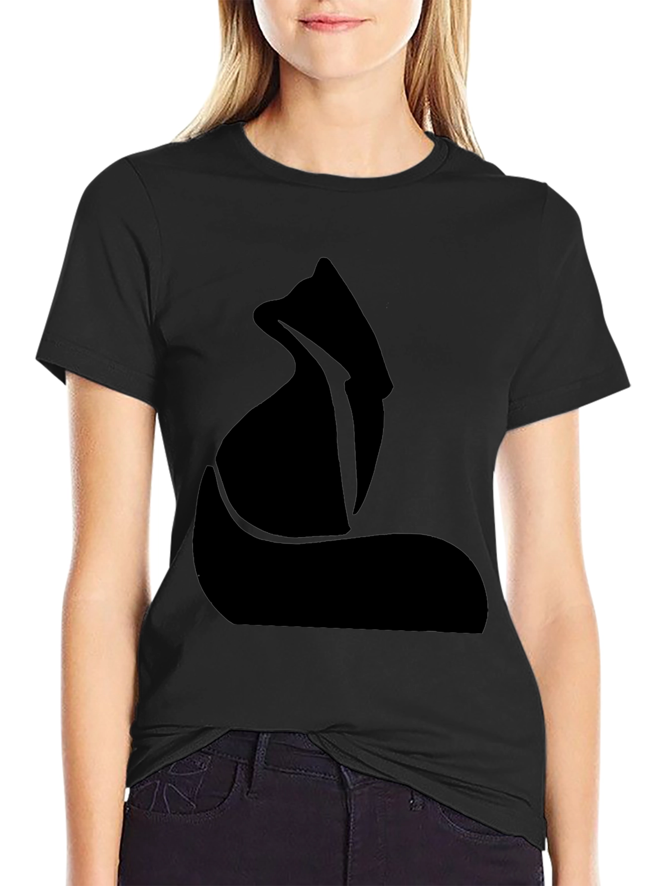 Minimalist Fox Graphic Black T-Shirt
