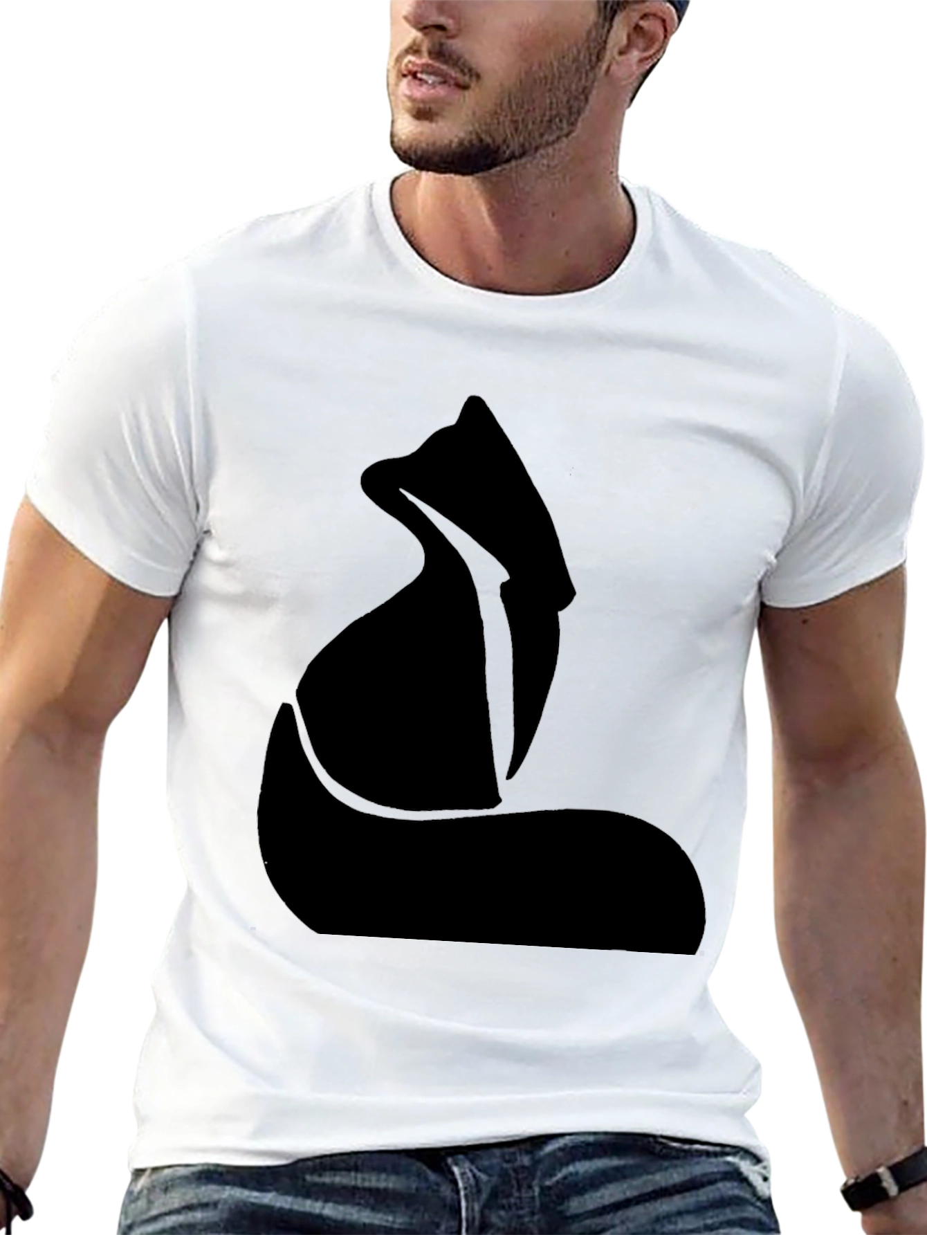Minimalist Fox Graphic Black T-Shirt