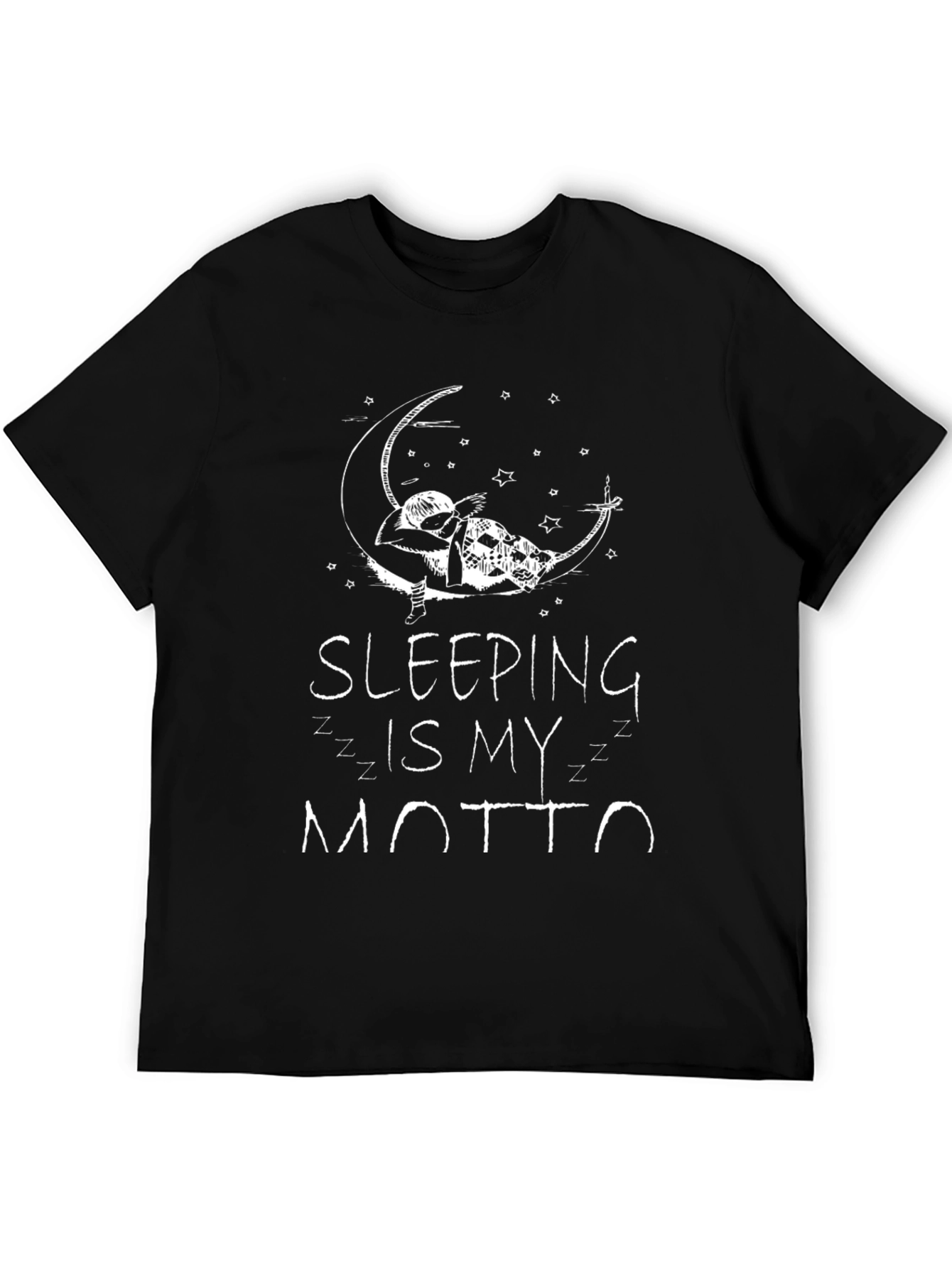 Sleeping is My Motto Black Graphic Tee