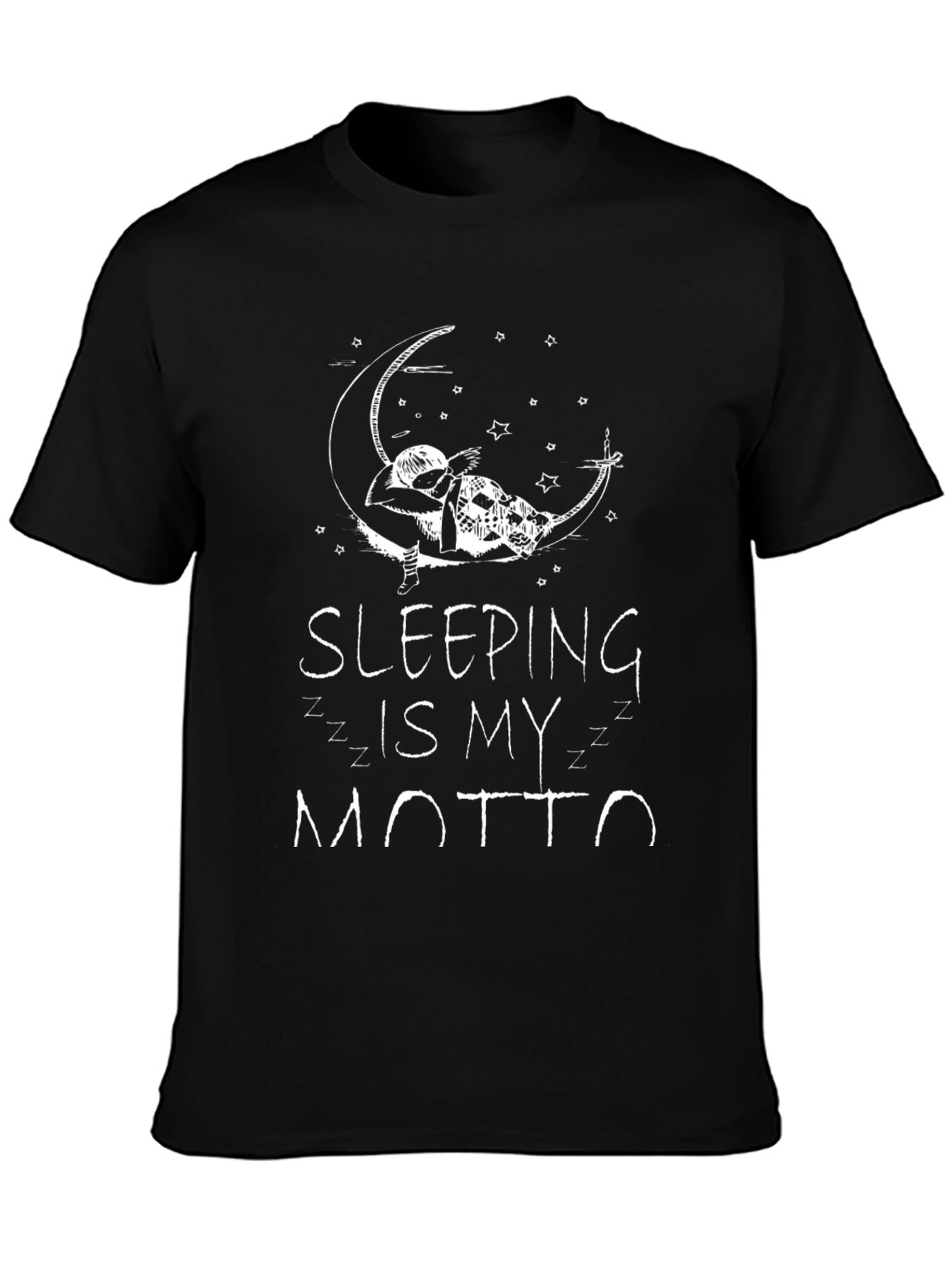 Sleeping is My Motto Black Graphic Tee