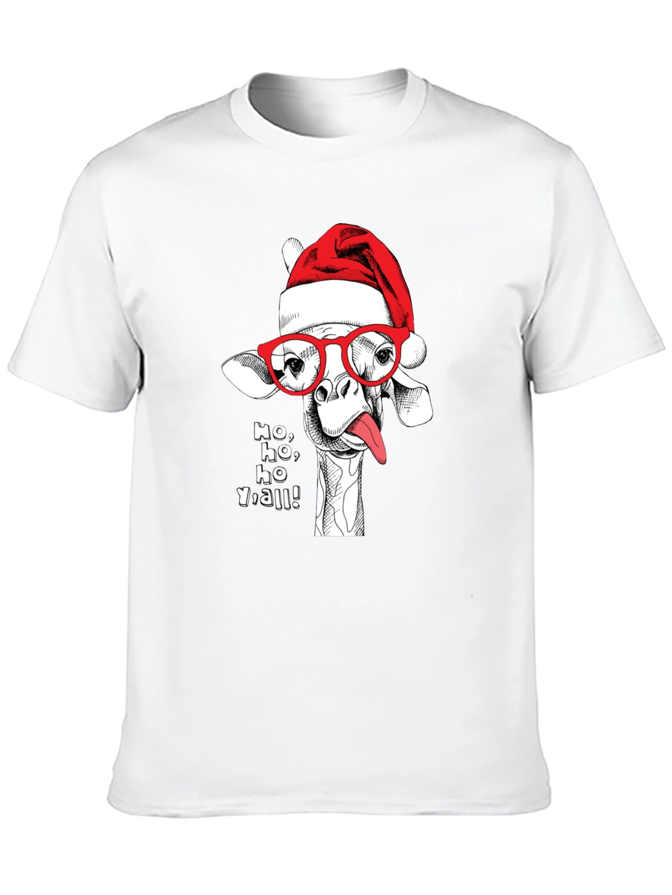 Holiday Giraffe Tee - Ho Ho Yall!