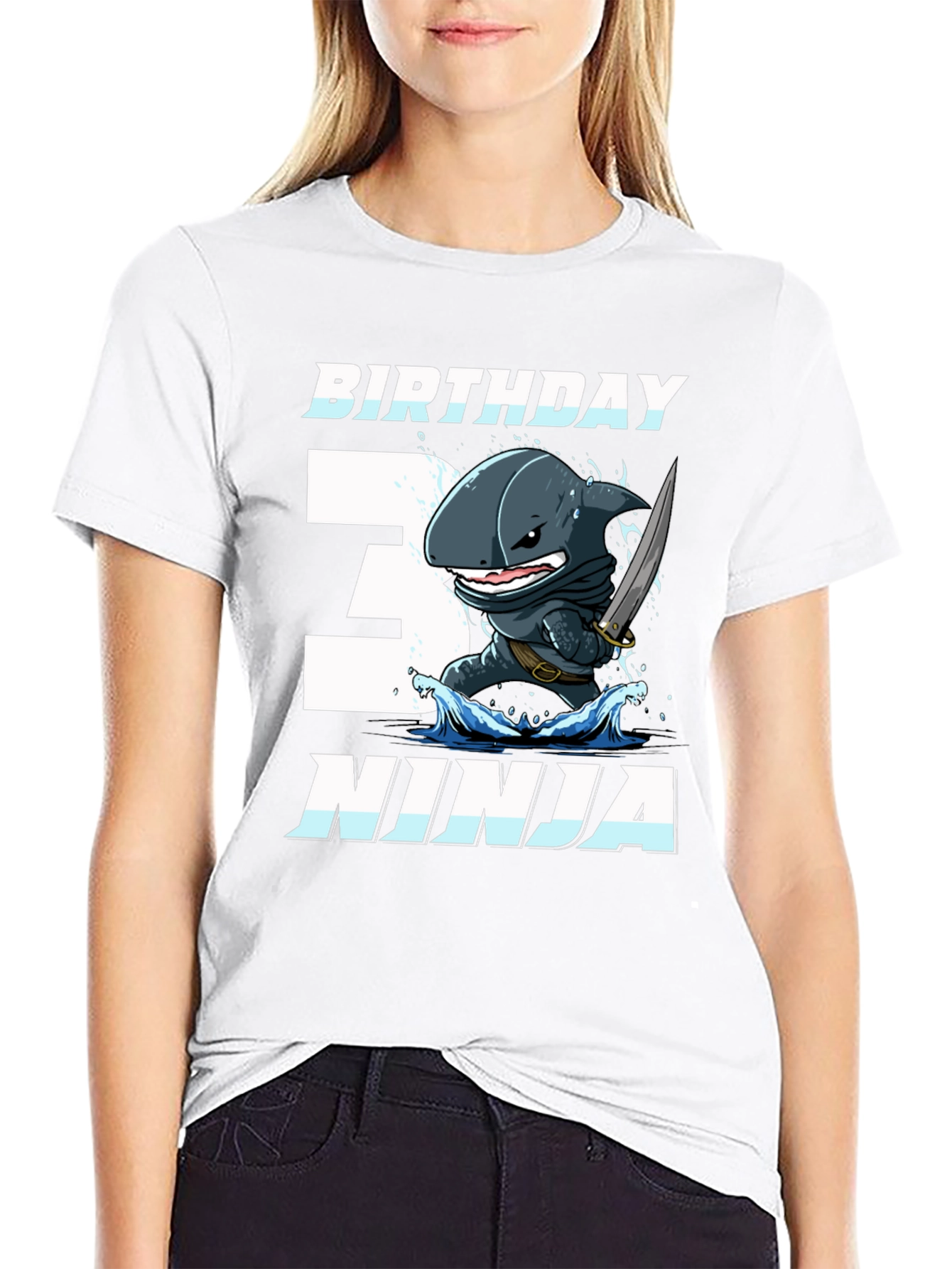 Birthday Ninja Shark Graphic T-Shirt