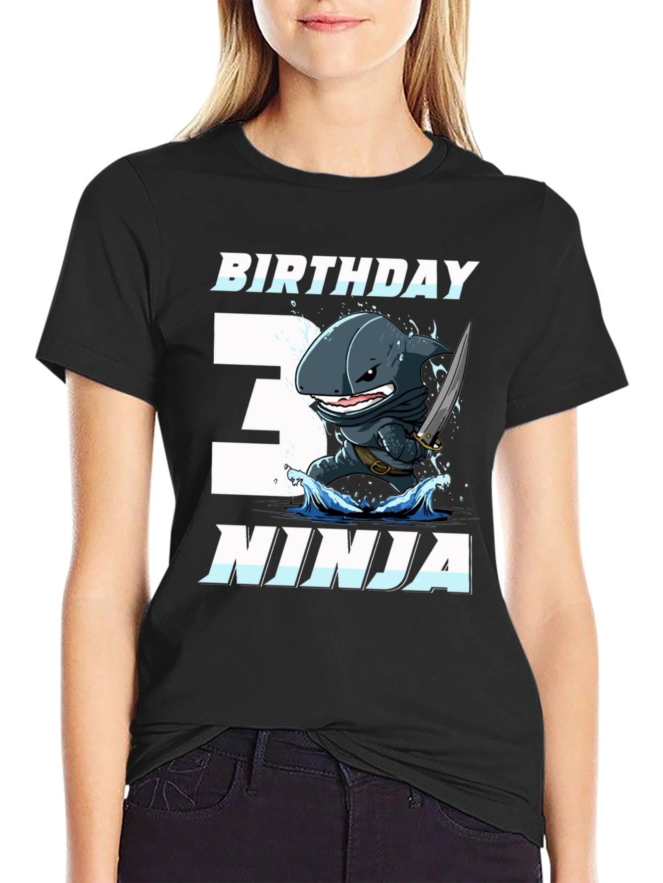 Birthday Ninja Shark Graphic T-Shirt