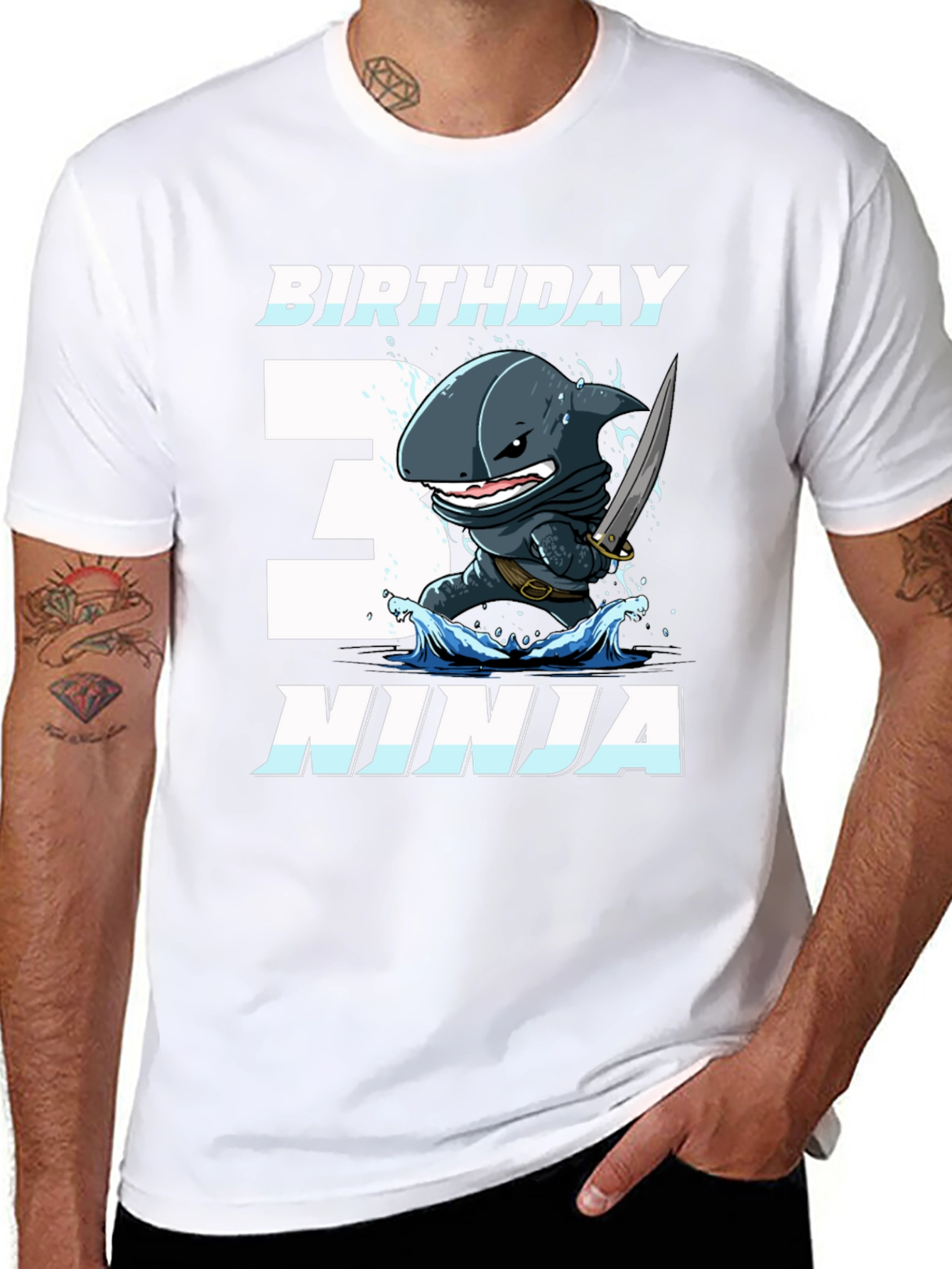 Birthday Ninja Shark Graphic T-Shirt