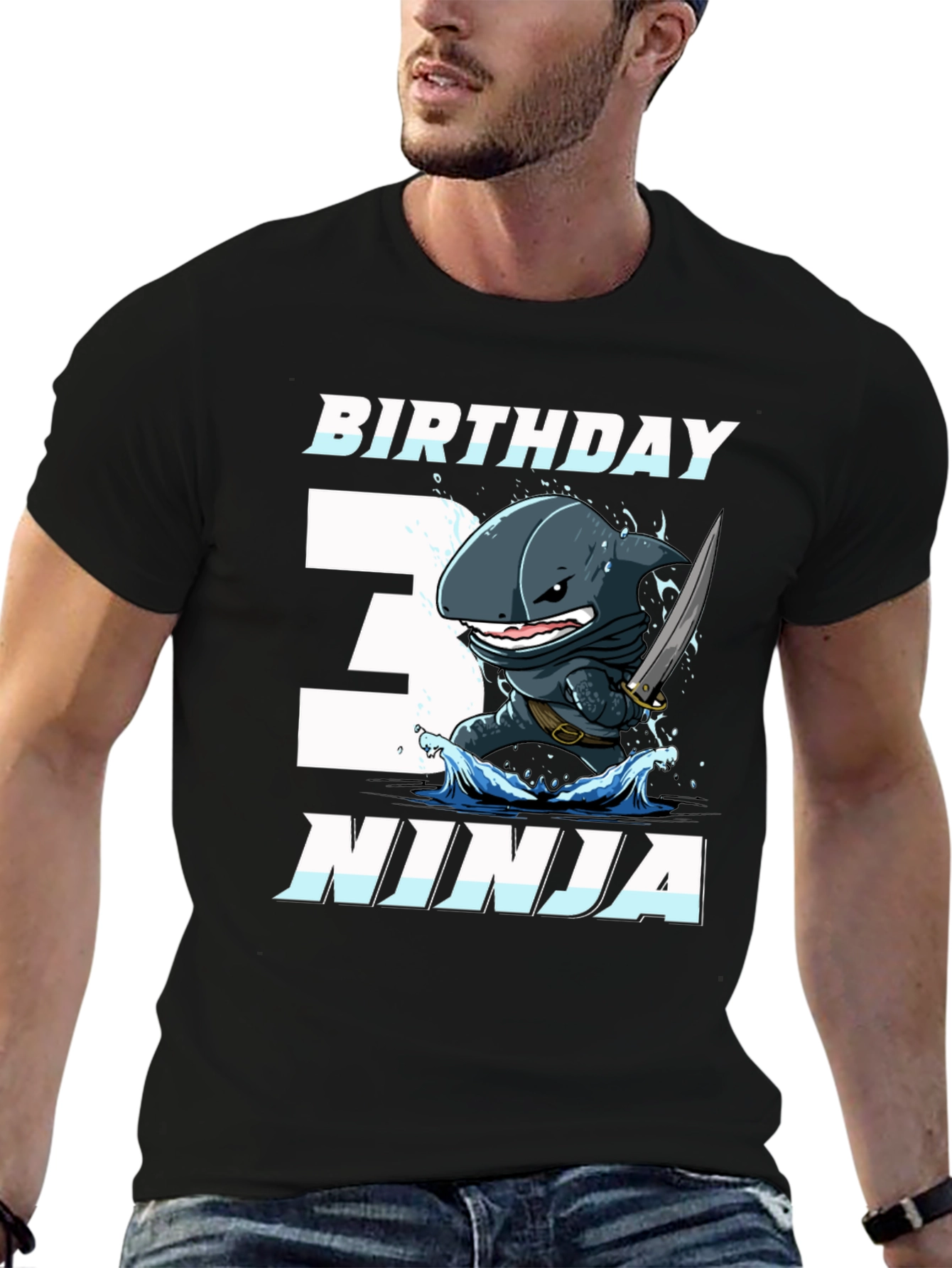 Birthday Ninja Shark Graphic T-Shirt