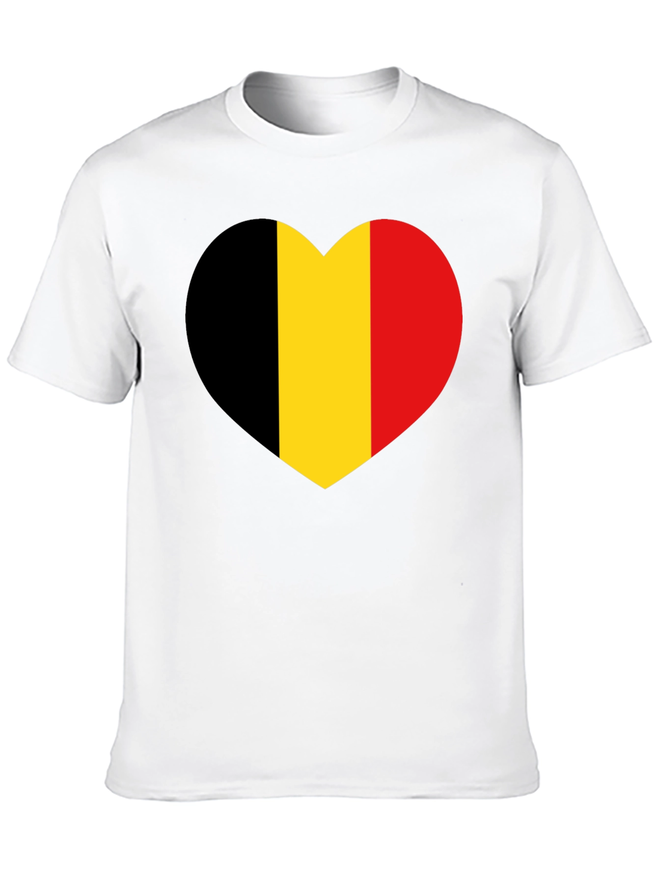 Belgium Flag Heart Graphic Tee - Black Cotton Shirt