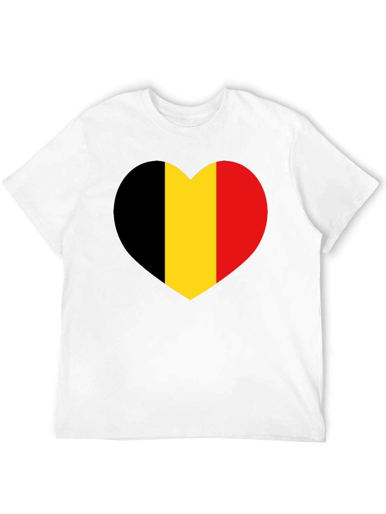 Belgium Flag Heart Graphic Tee - Black Cotton Shirt