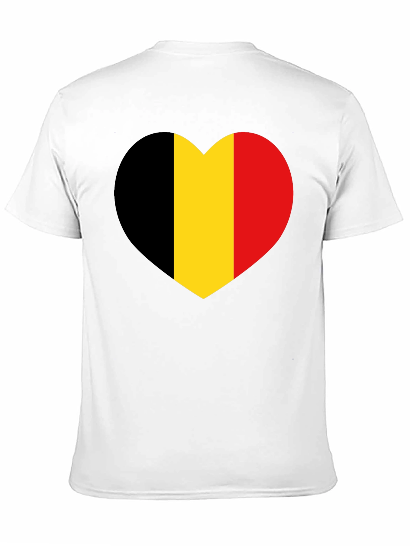 Belgium Flag Heart Graphic Tee - Black Cotton Shirt