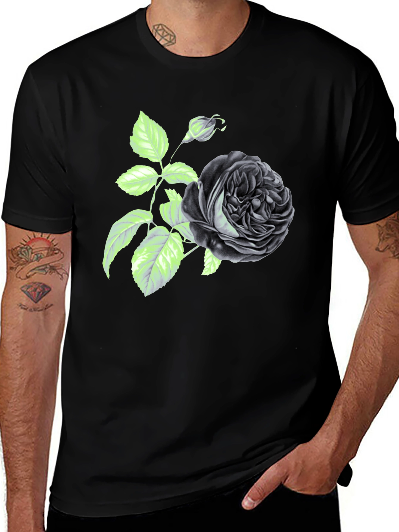 Black Rose Graphic Print T-Shirt