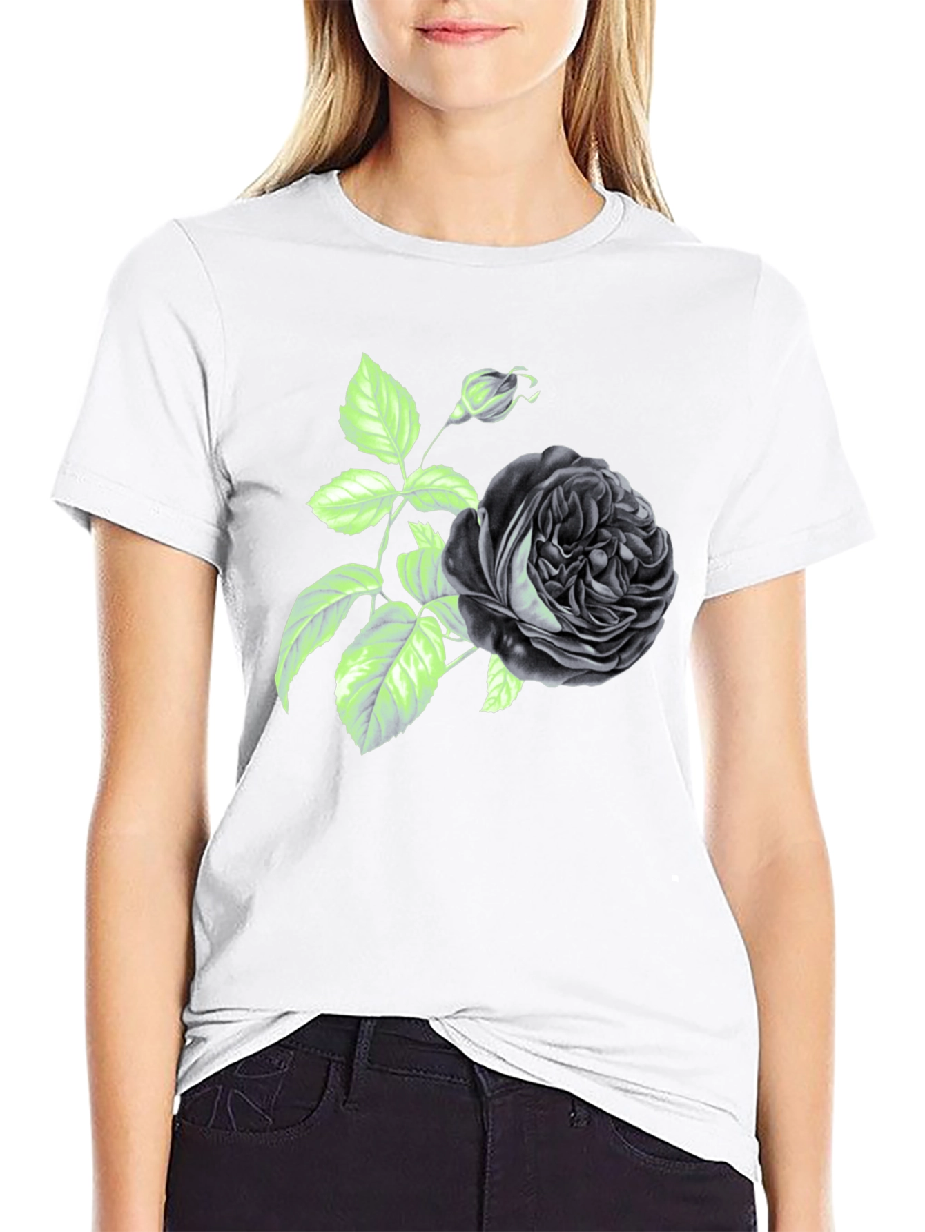 Black Rose Graphic Print T-Shirt