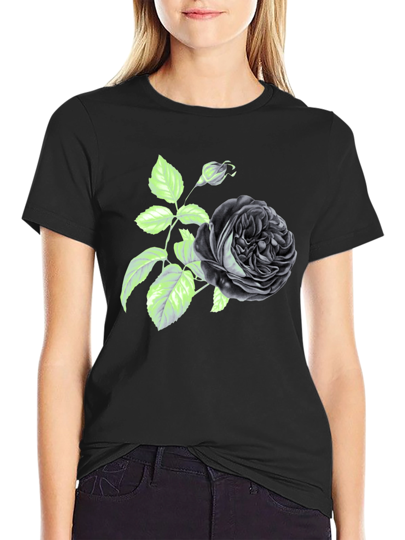 Black Rose Graphic Print T-Shirt