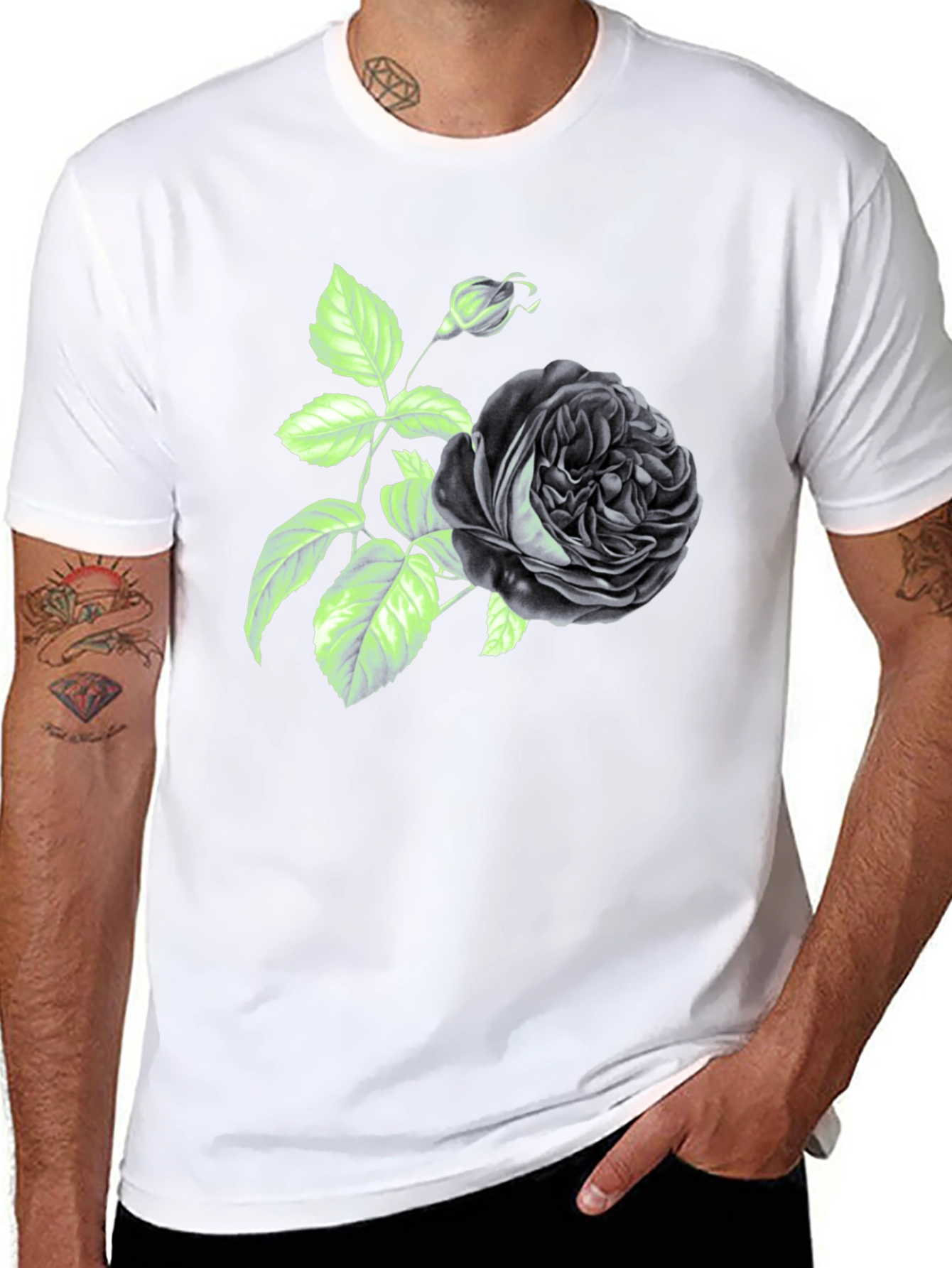 Black Rose Graphic Print T-Shirt