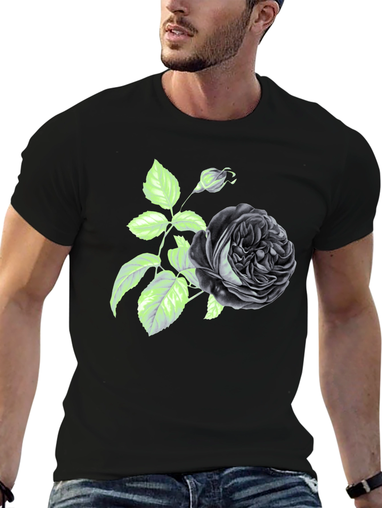 Black Rose Graphic Print T-Shirt