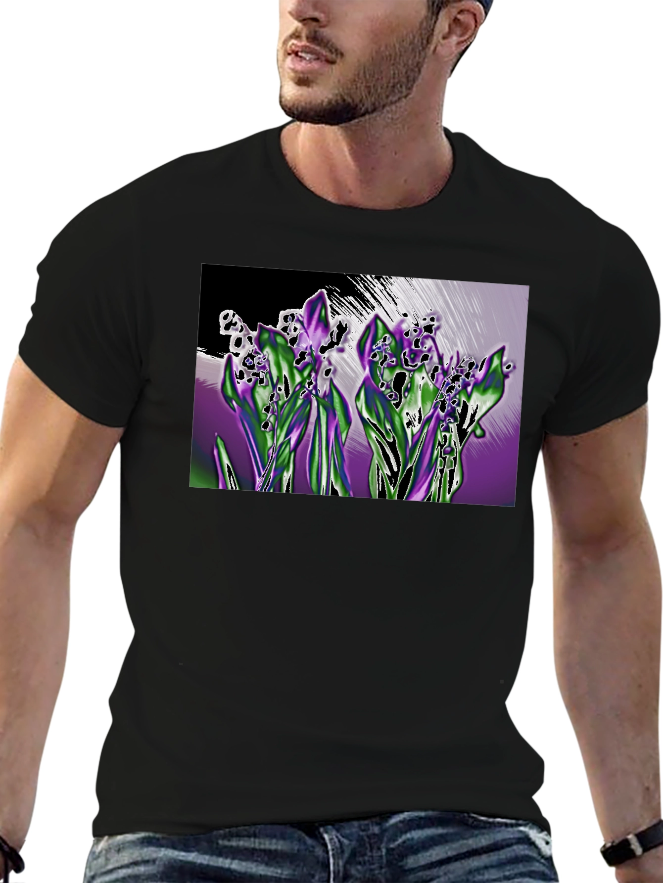 Lily of the Valley Graphic T-Shirt - Black