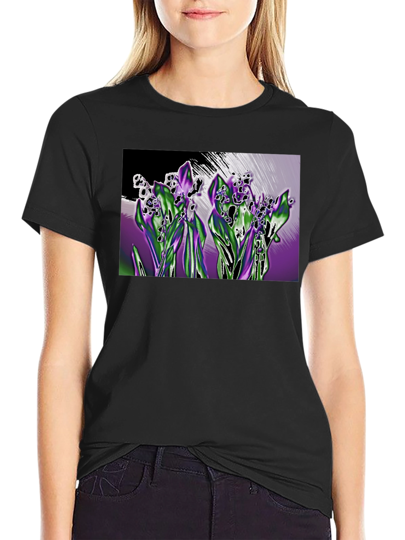 Lily of the Valley Graphic T-Shirt - Black