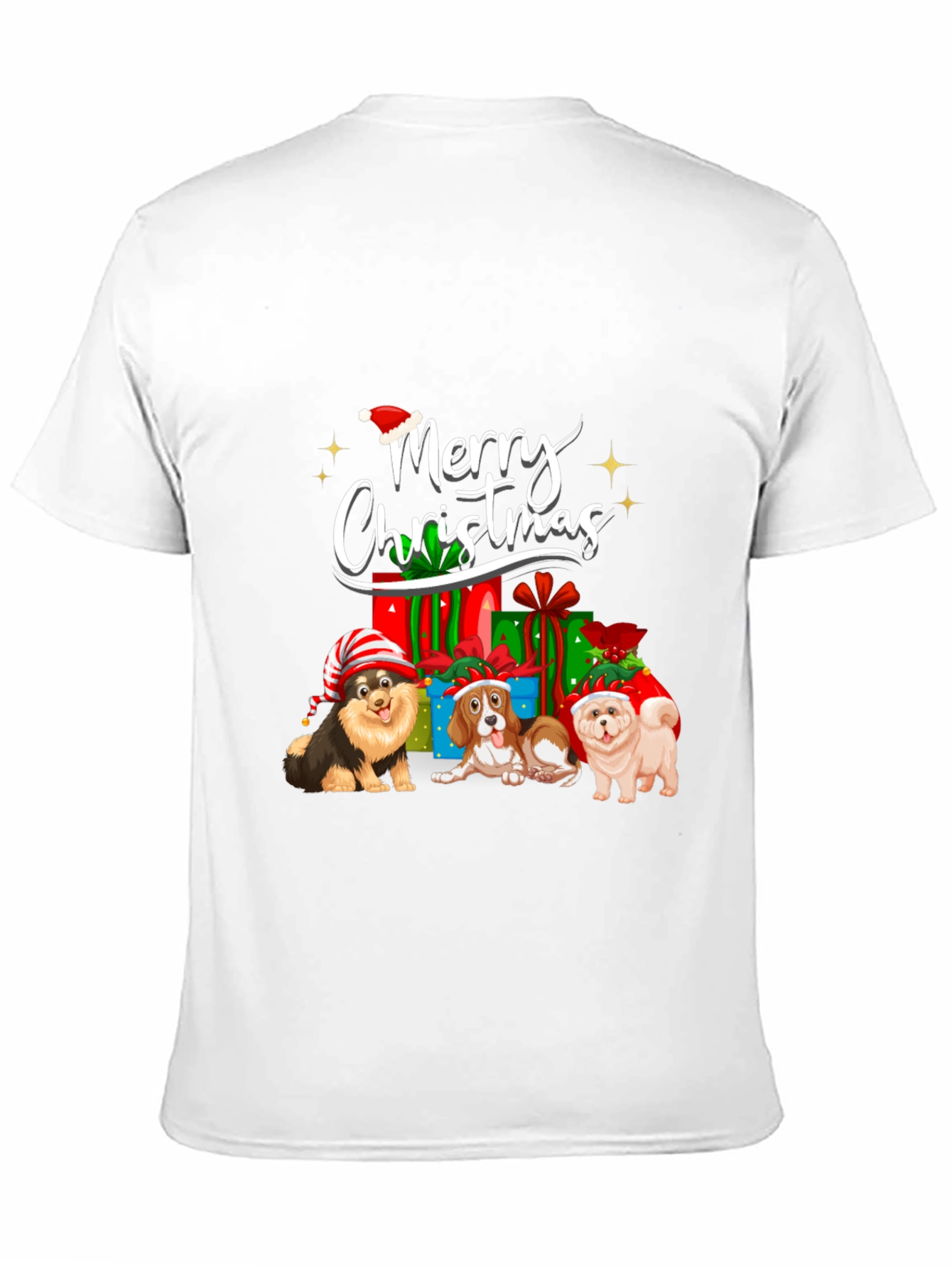 Merry Christmas Dogs Black T-Shirt