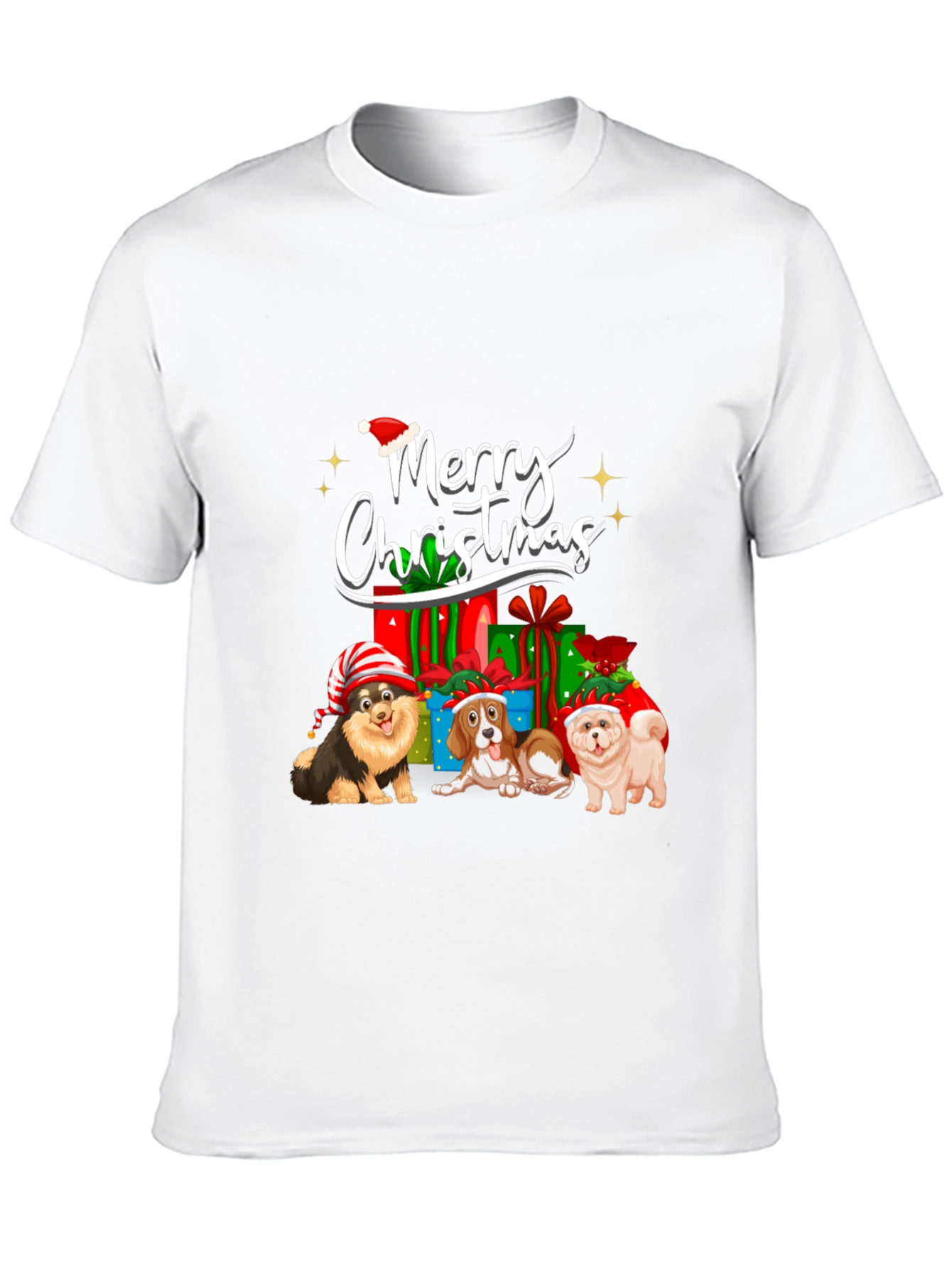 Merry Christmas Dogs Black T-Shirt