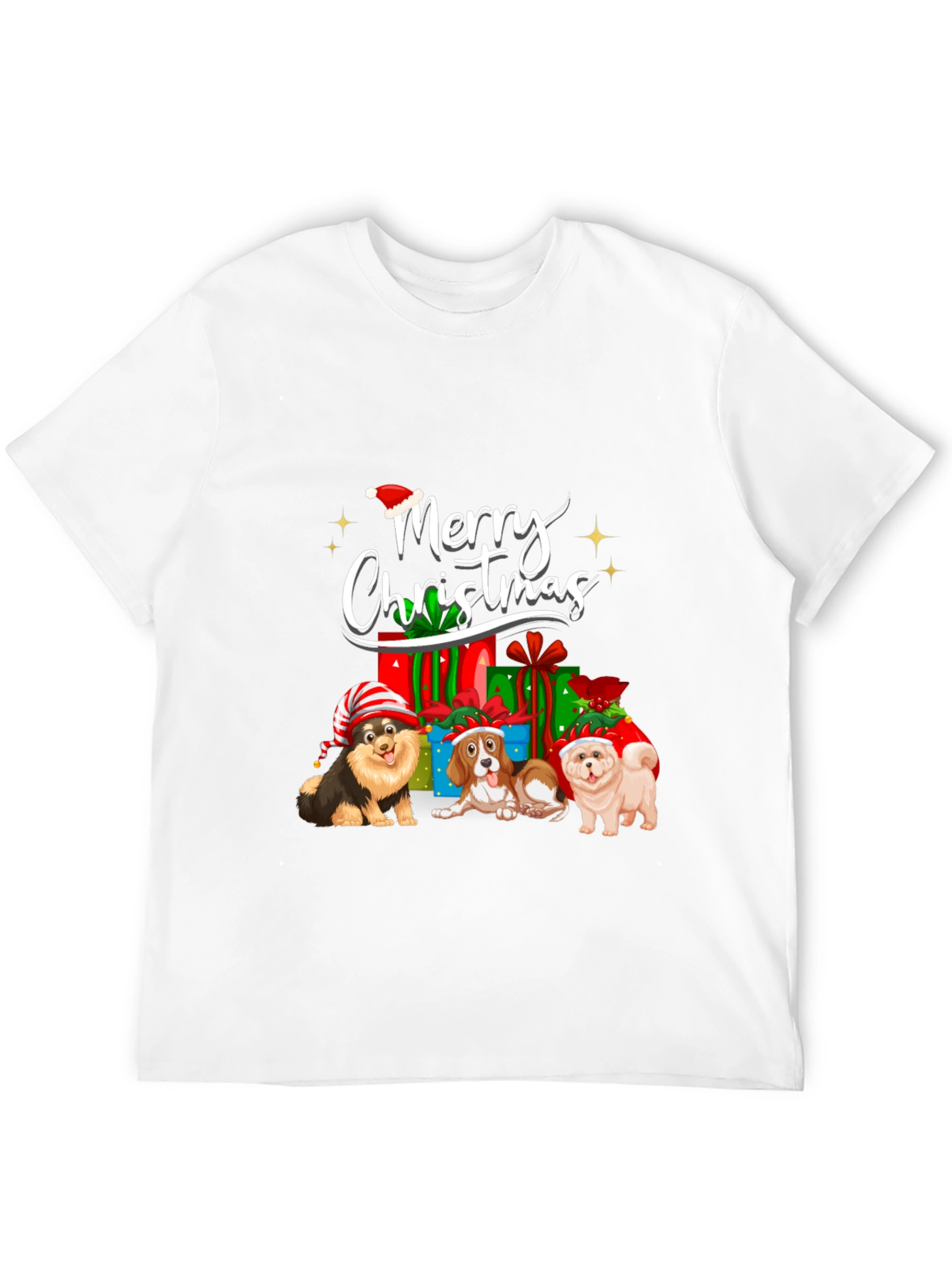 Merry Christmas Dogs Black T-Shirt