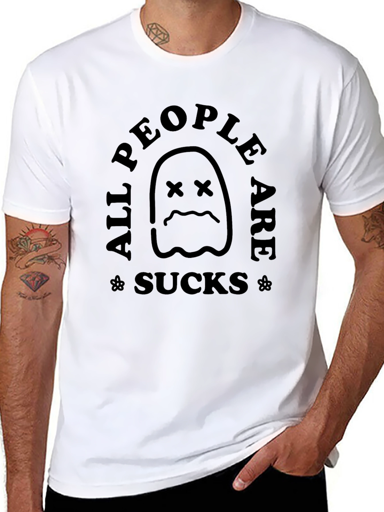 All People Are Sucks Black Graphic Tee