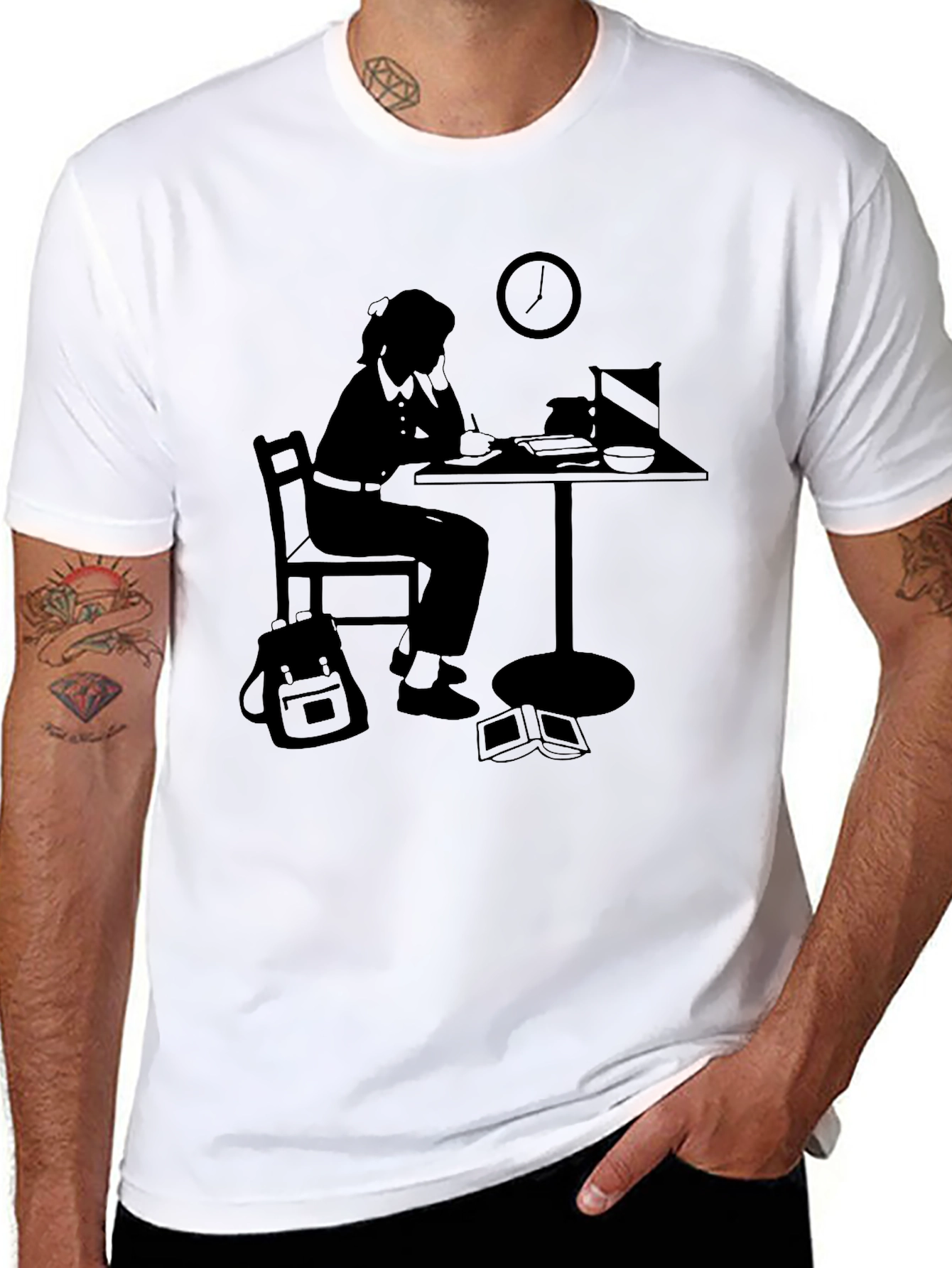 Black Graphic Tee - Studying Silhouette