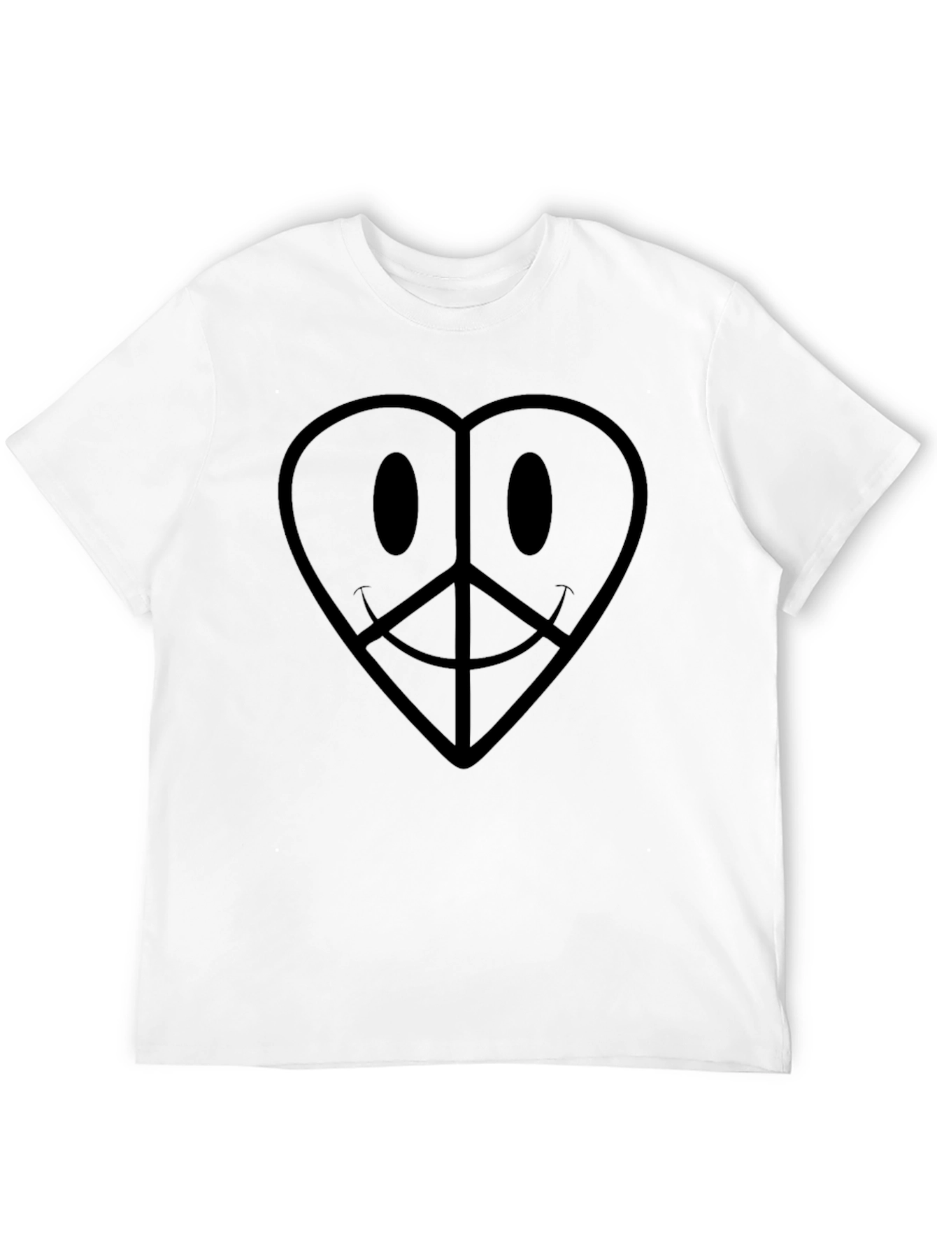Heart Peace Sign Graphic Black T-Shirt