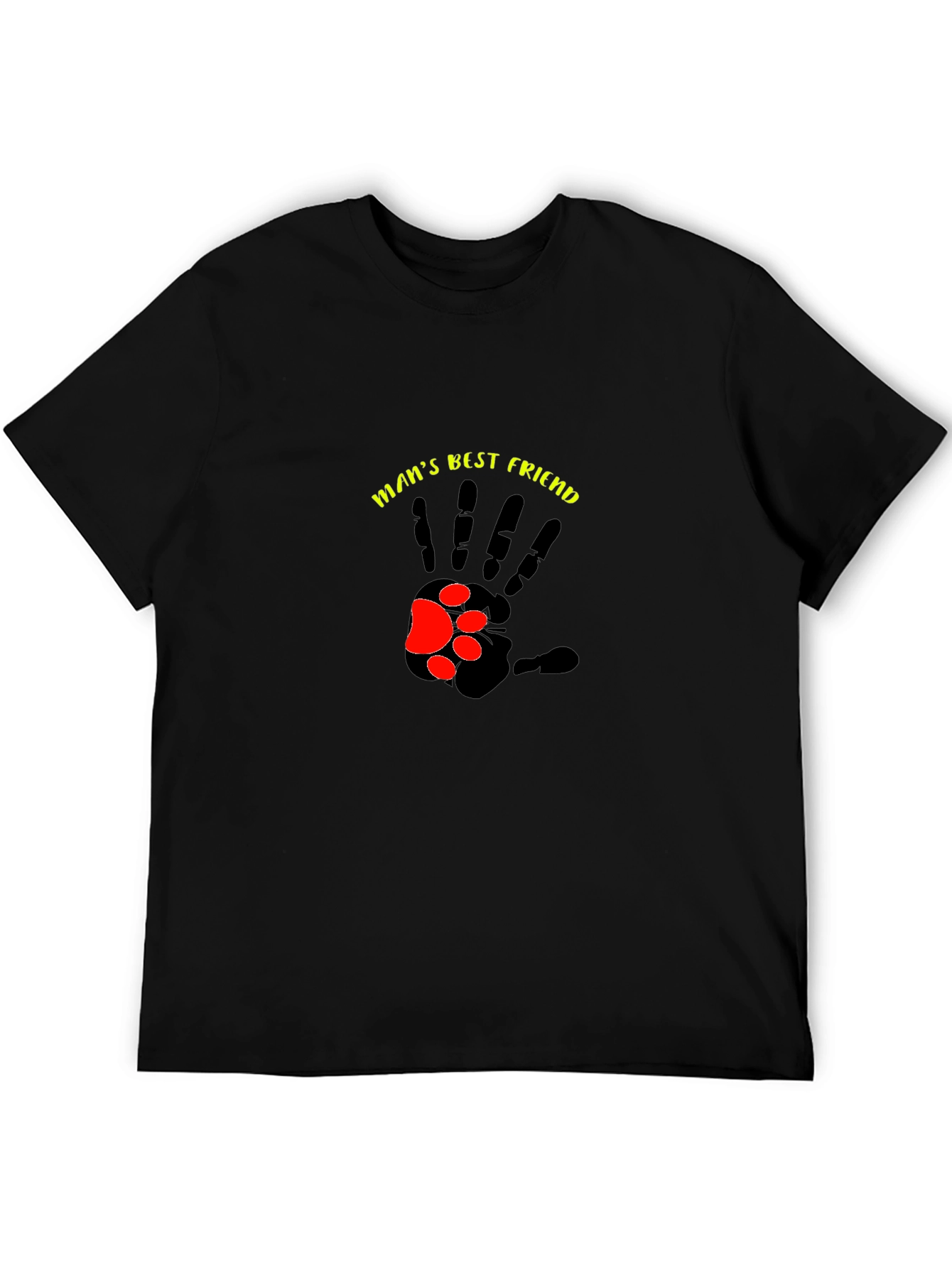 Mans Best Friend T-Shirt - Paw Print Hand Design
