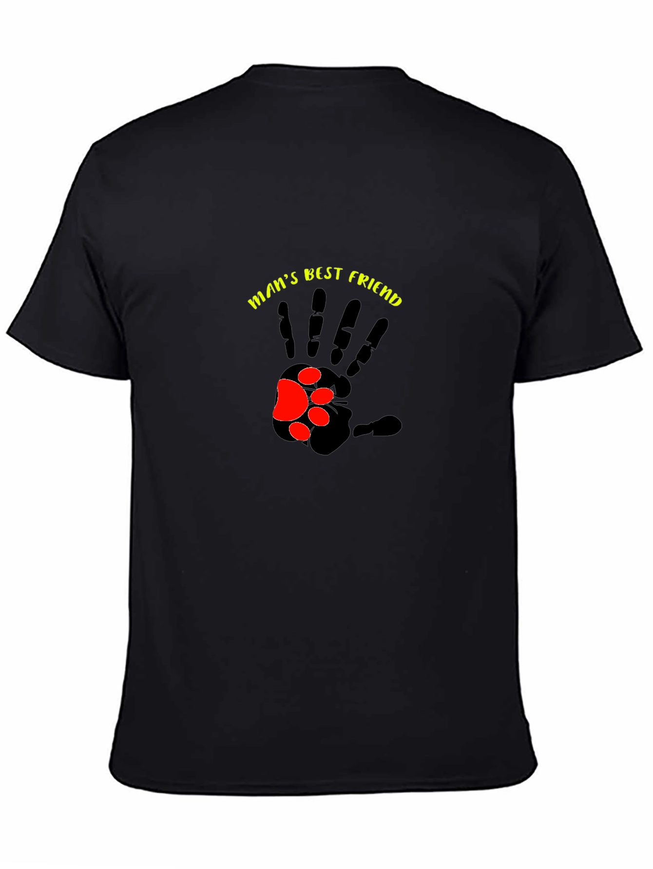 Mans Best Friend T-Shirt - Paw Print Hand Design