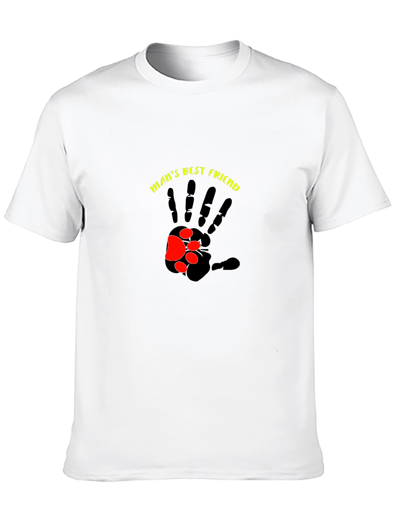 Mans Best Friend T-Shirt - Paw Print Hand Design