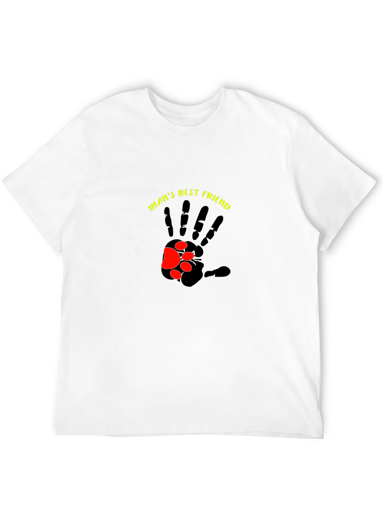 Mans Best Friend T-Shirt - Paw Print Hand Design
