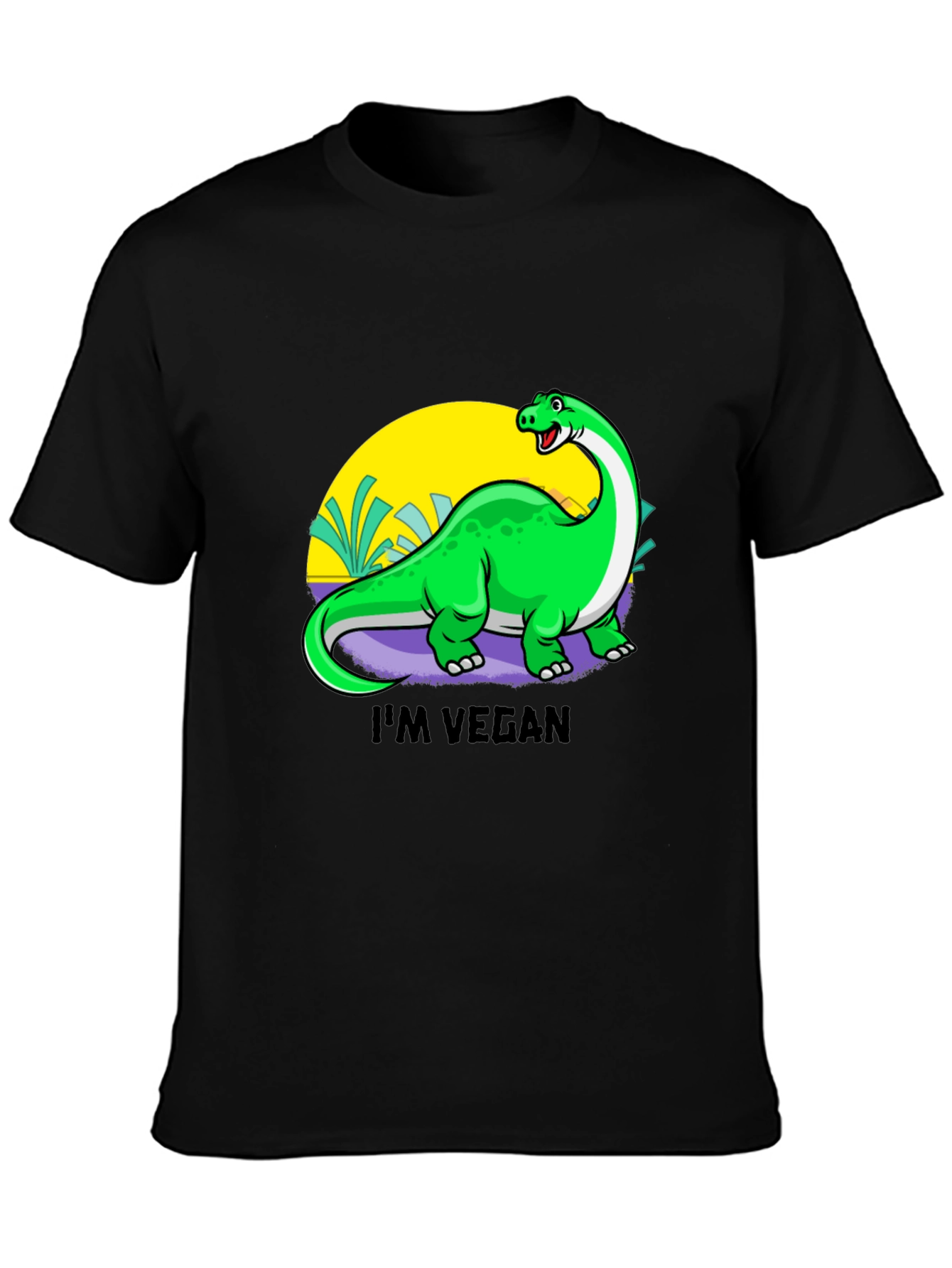 Vegan Dinosaur Graphic Tee - Black