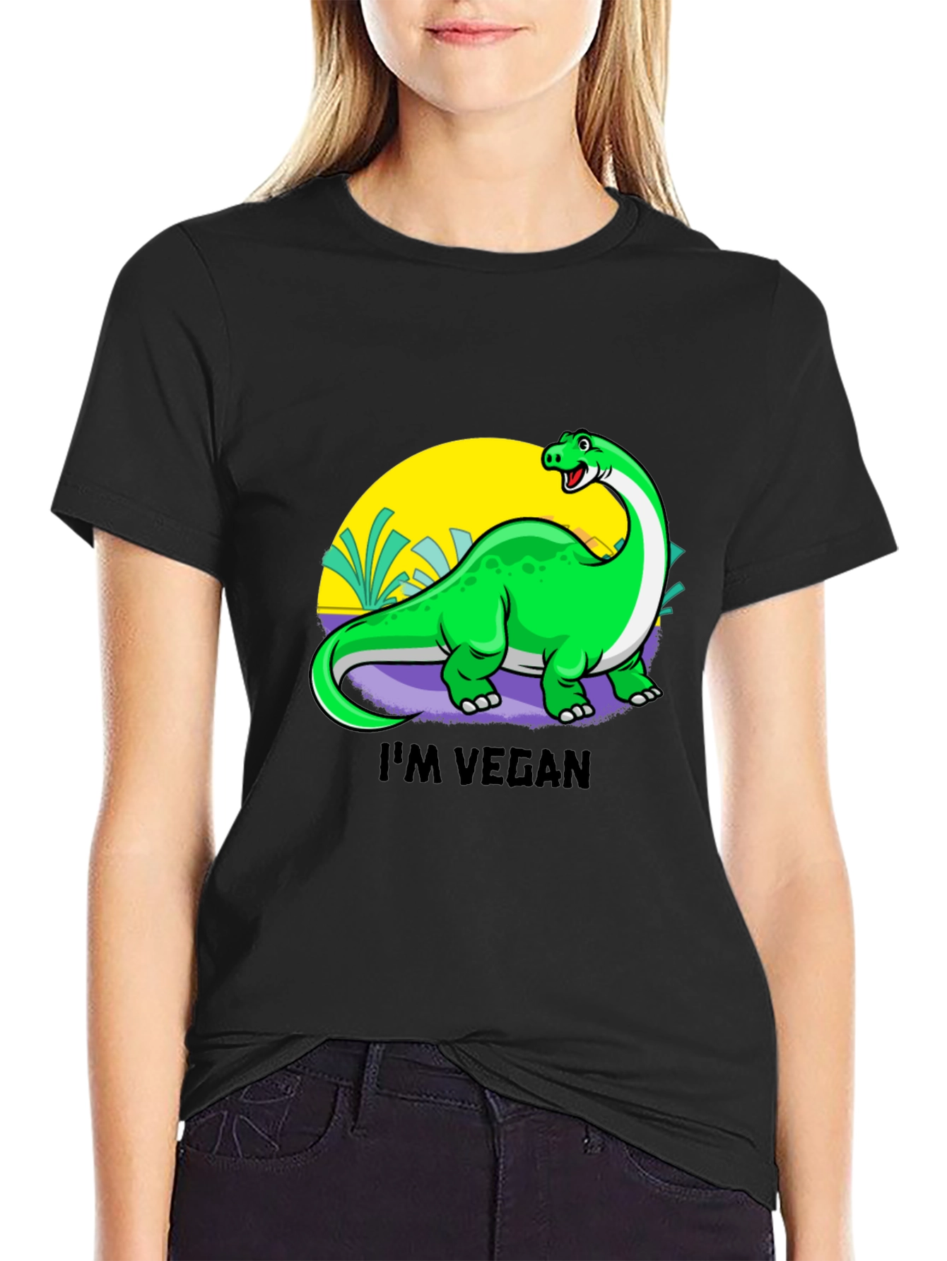 Vegan Dinosaur Graphic Tee - Black