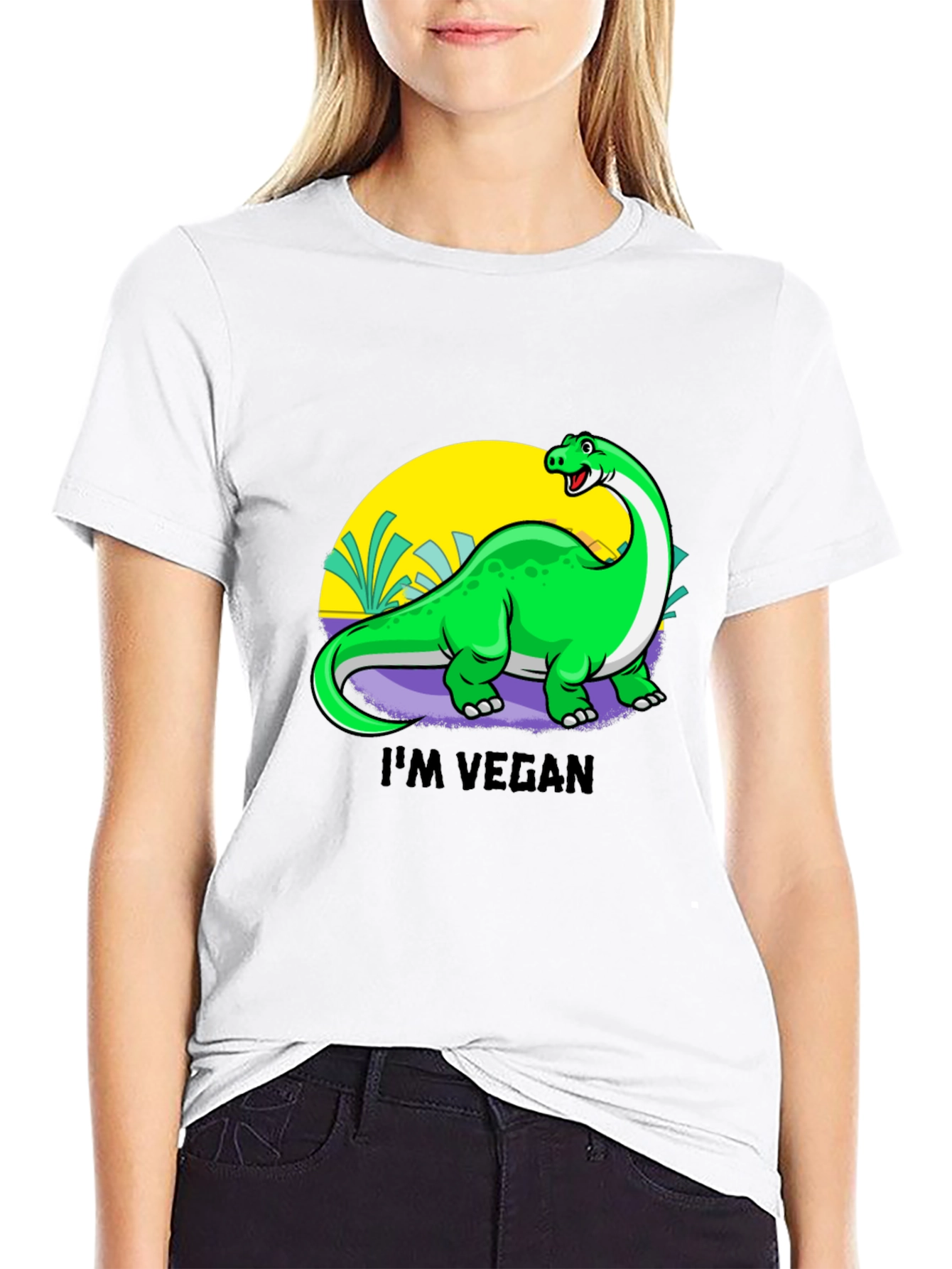 Vegan Dinosaur Graphic Tee - Black