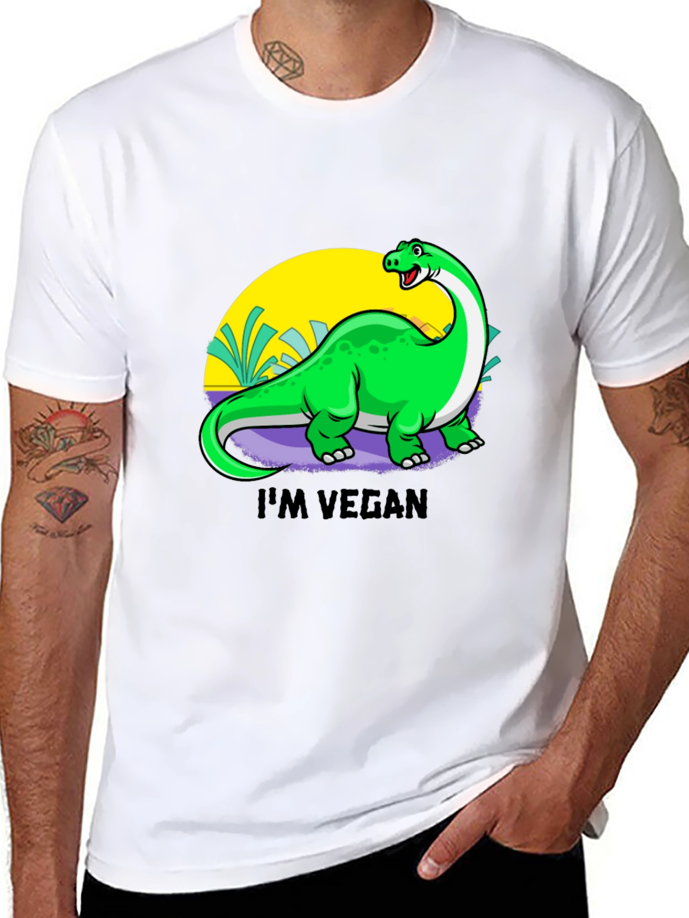 Vegan Dinosaur Graphic Tee - Black