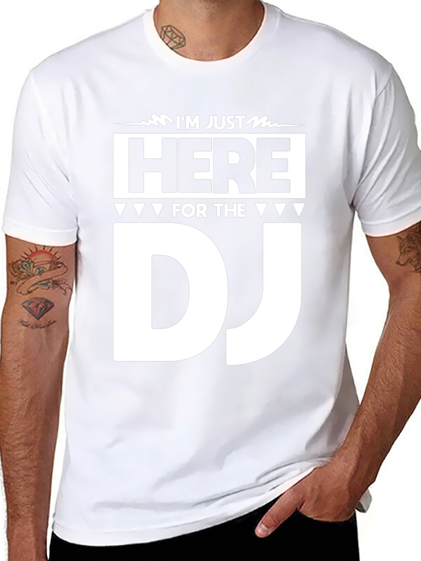 Im Just Here for the DJ Black T-Shirt
