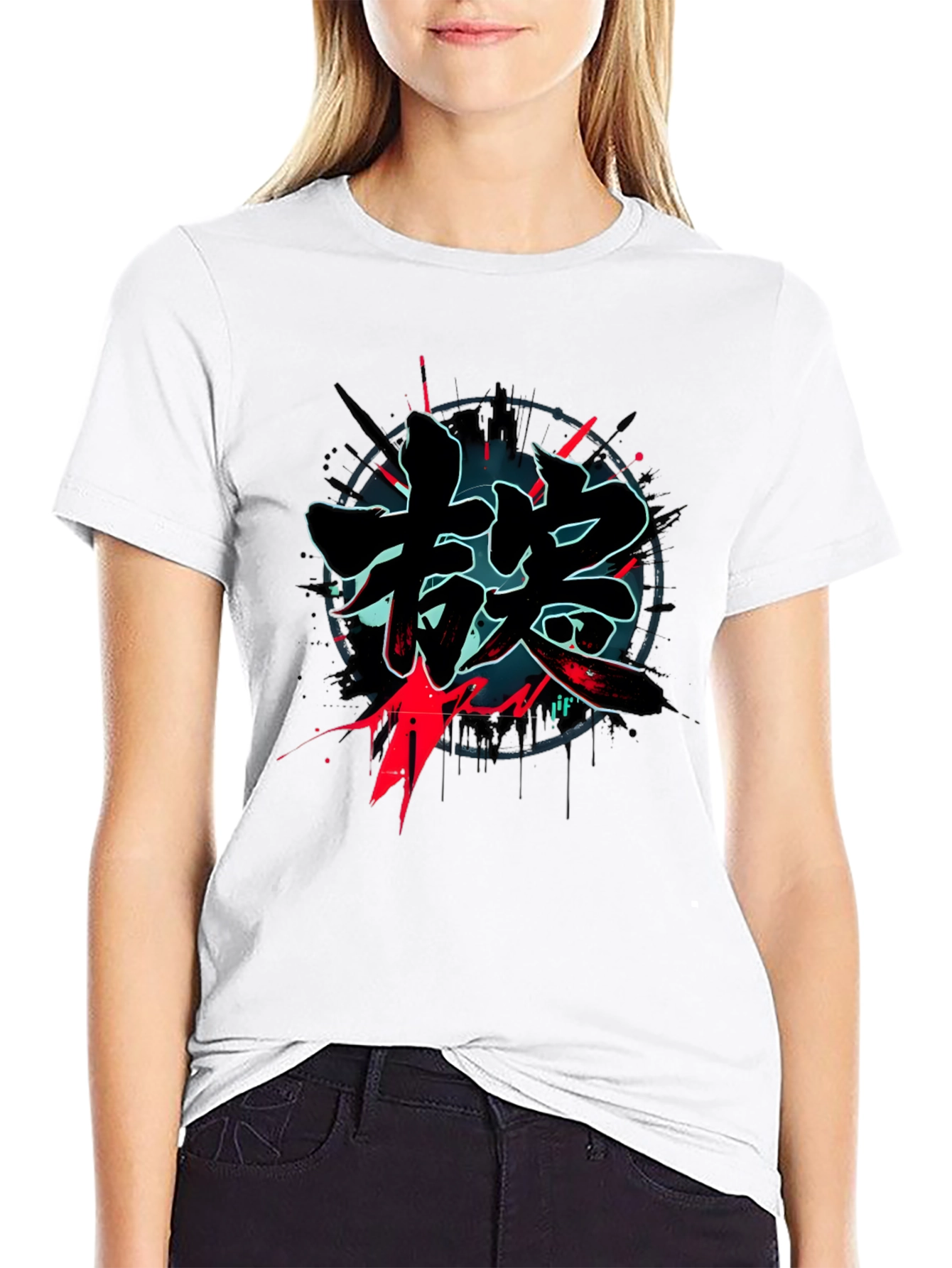 Kanji Graphic Print Black T-Shirt