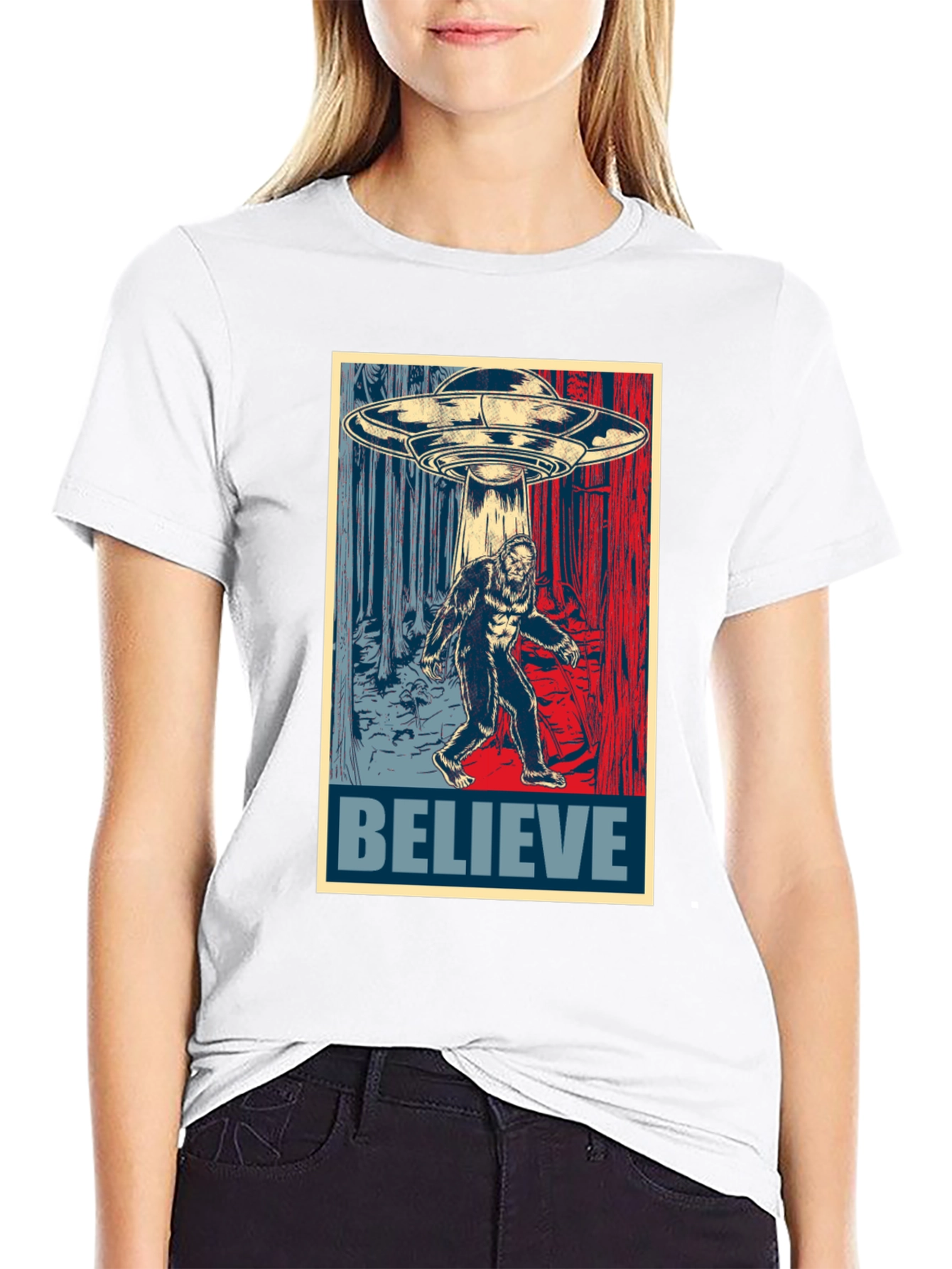 Believe Sasquatch UFO Graphic T-Shirt