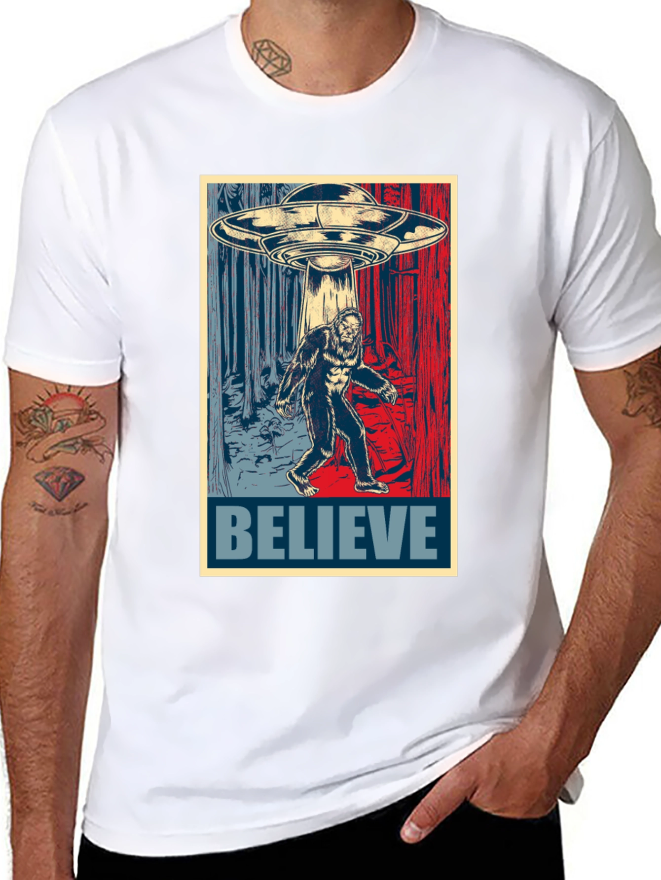 Believe Sasquatch UFO Graphic T-Shirt