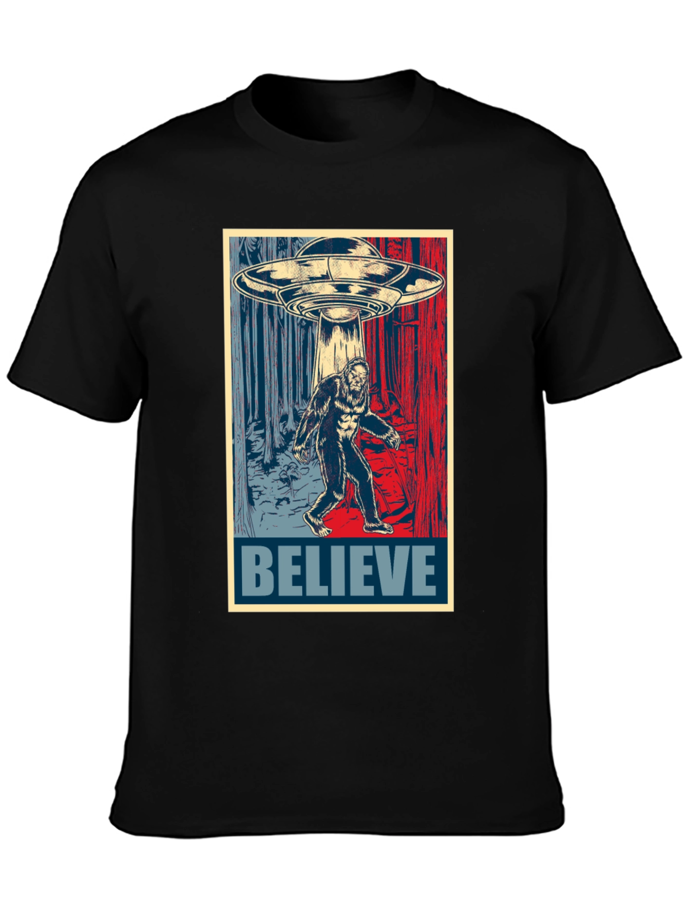 Believe Sasquatch UFO Graphic T-Shirt