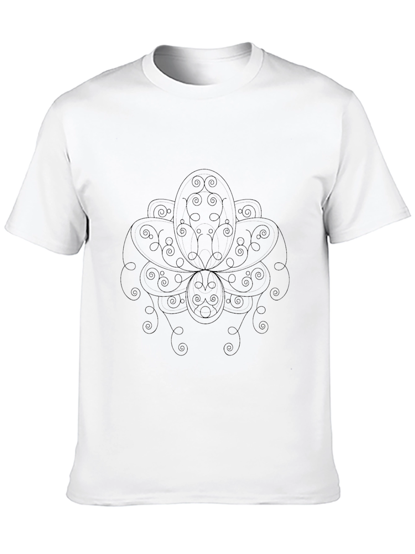 Abstract Lotus Graphic Black Tee